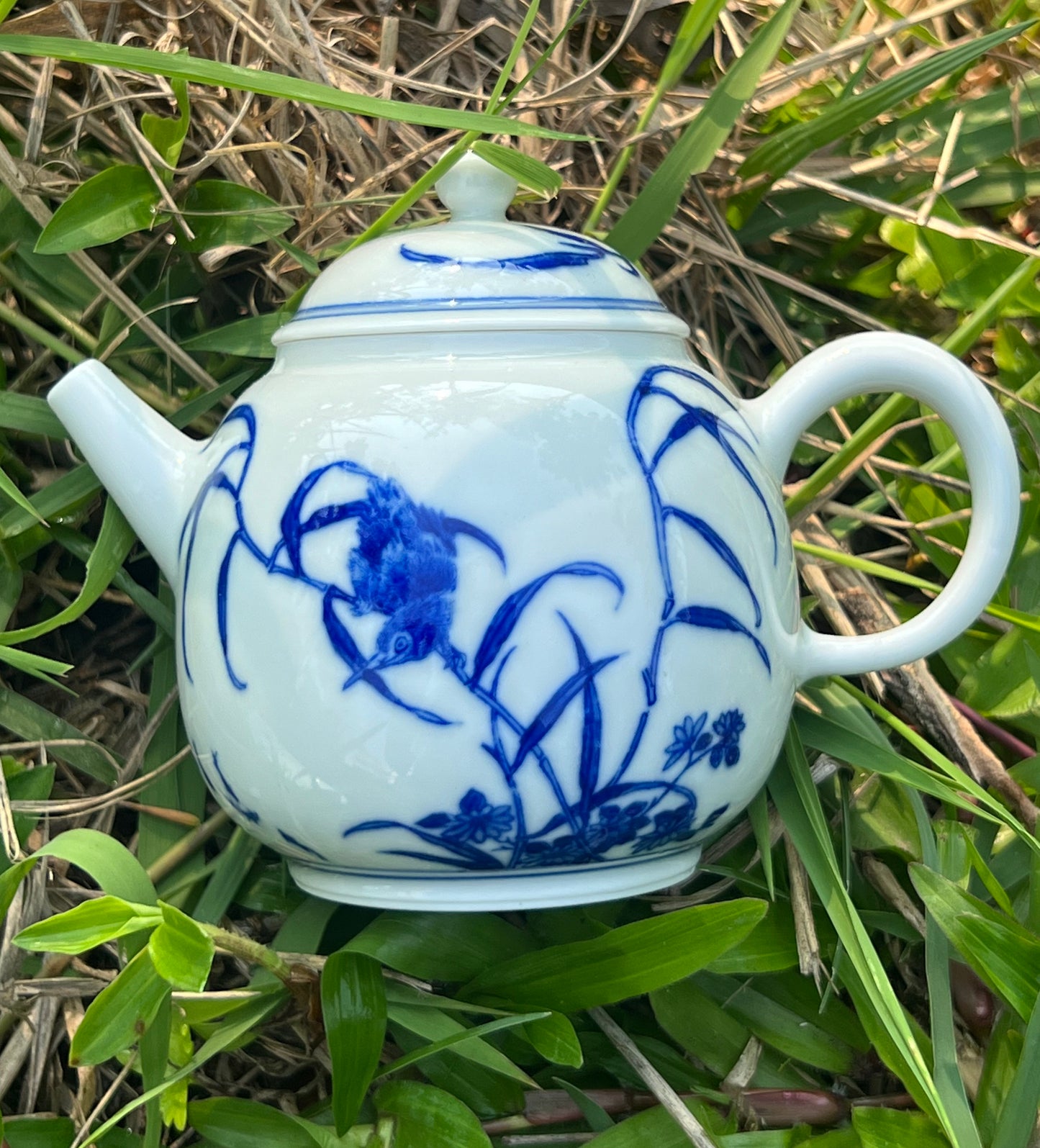 100% Handpainted Chinese Jingdezhen Ceramic Fine China Blue White Porcelain Flower Bird Pattern Qinghuaci