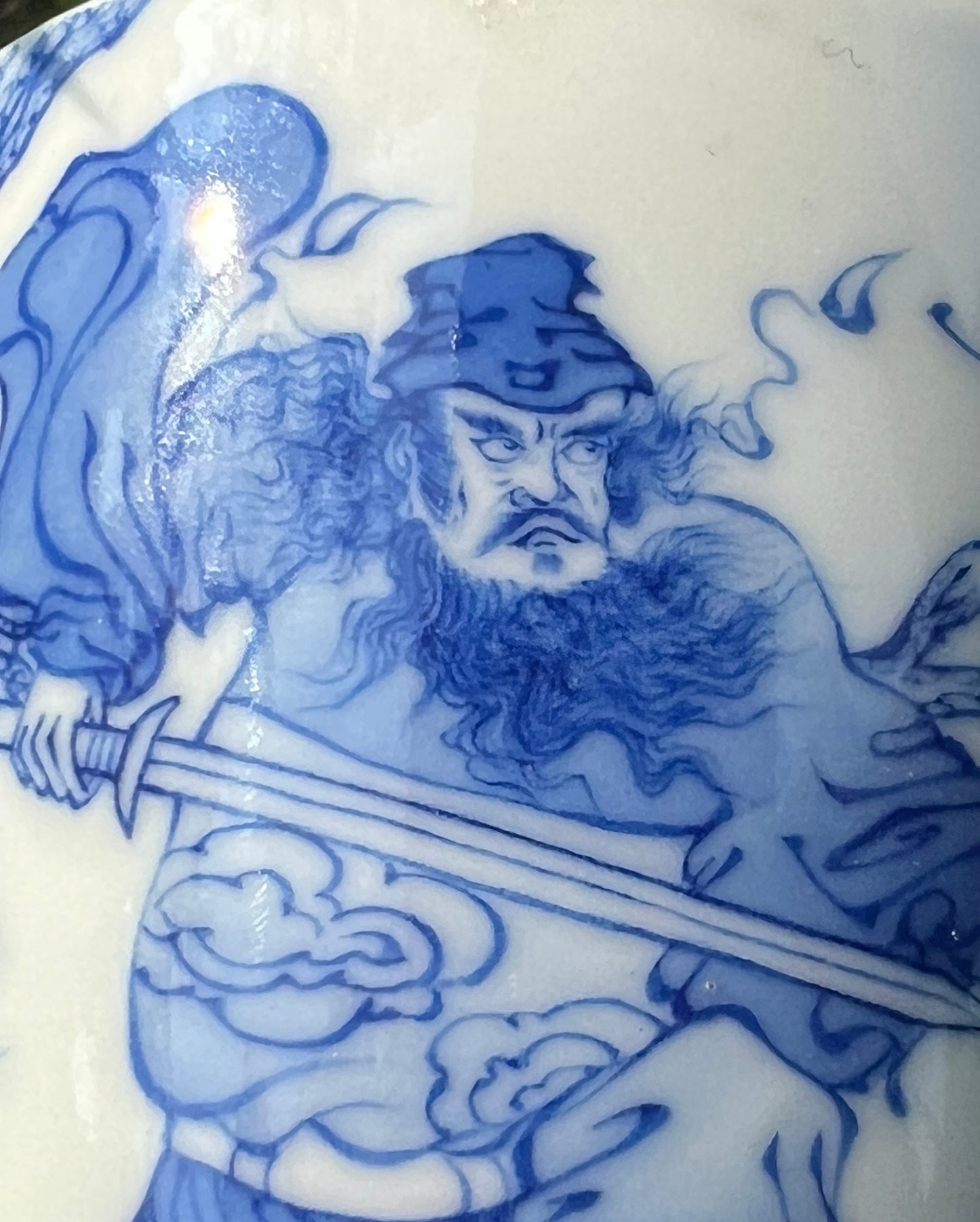 100% Handpainted Chinese Jingdezhen Ceramic Fine China Blue White Porcelain Zhongkui Portrait Qinghuaci