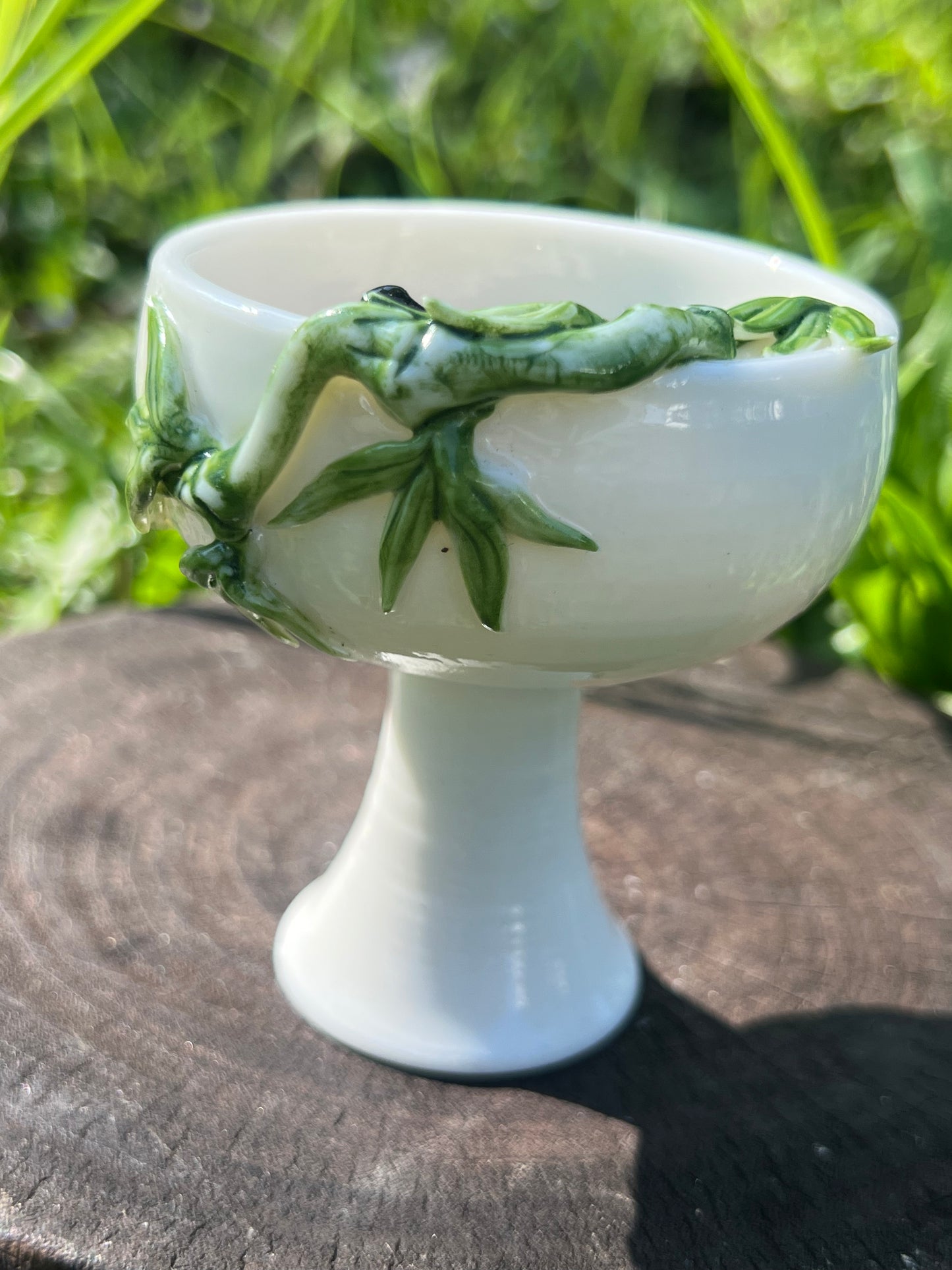 Handmade Chinese Yangzhiyu Panda Teacup Original Designed High Feet Teacup