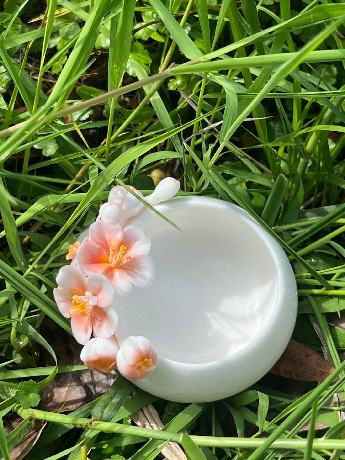 Handcrafted Chinese Yazhiyu Mutton Fat Jade Clay Purple Plum Blossom Pink Flower Teacup