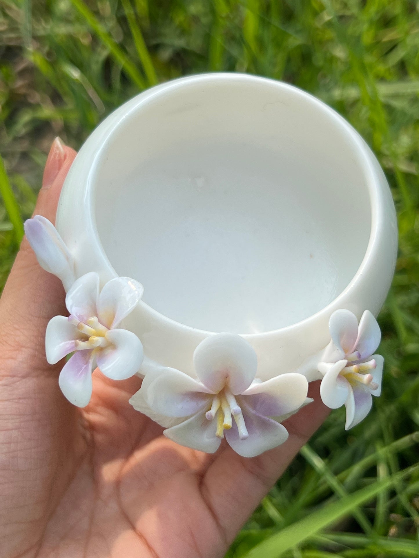 Handcrafted Chinese Yazhiyu Mutton Fat Jade Clay Pink Purple Plum Blossom Flower Teacup