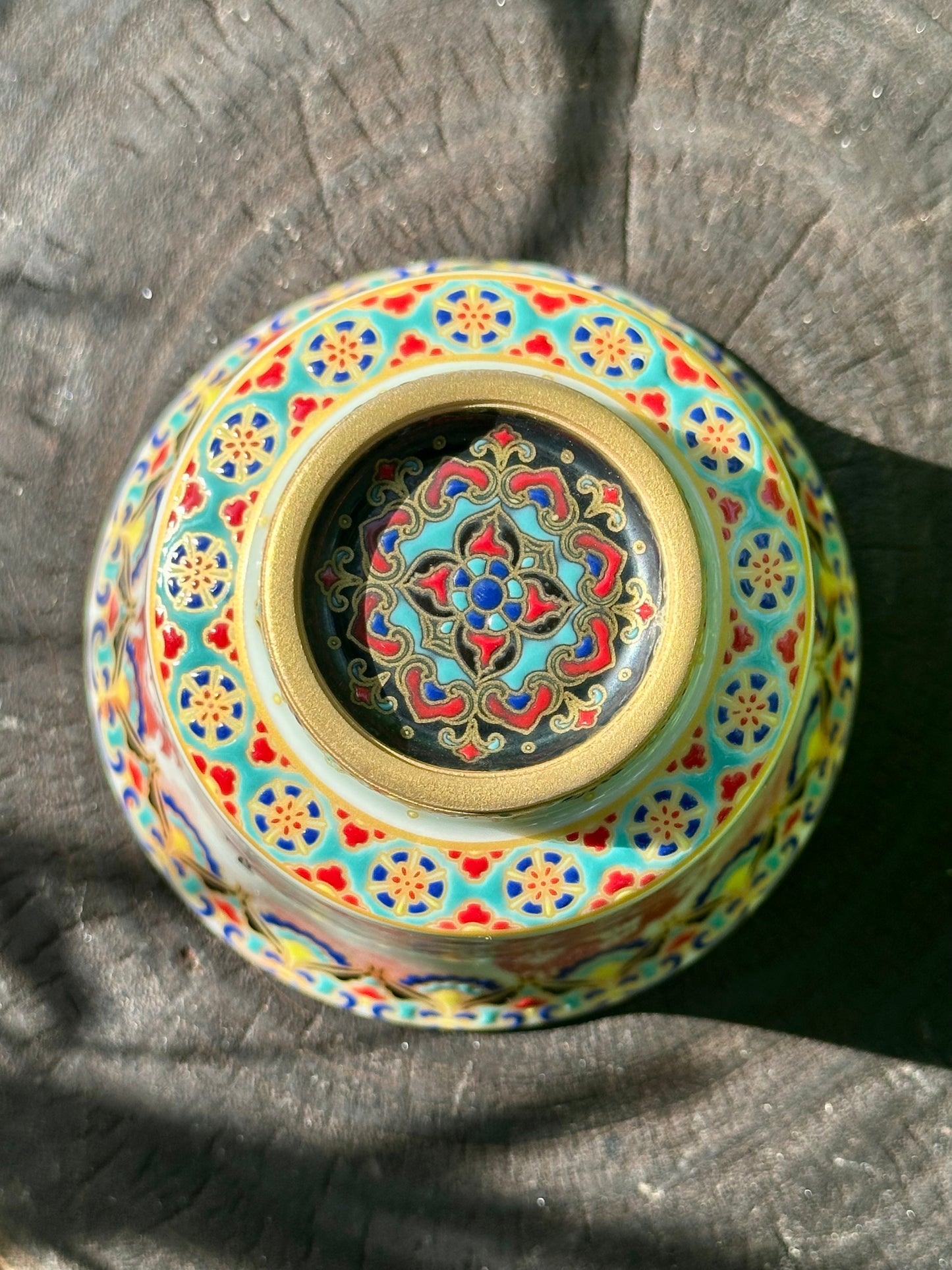 Chinese Red Enameled Hand Painted Porcelain Imitating Tapian Traditional Rubbing Bouddha Calligraphy Masterpiece Gaiwan Tea Tray Set