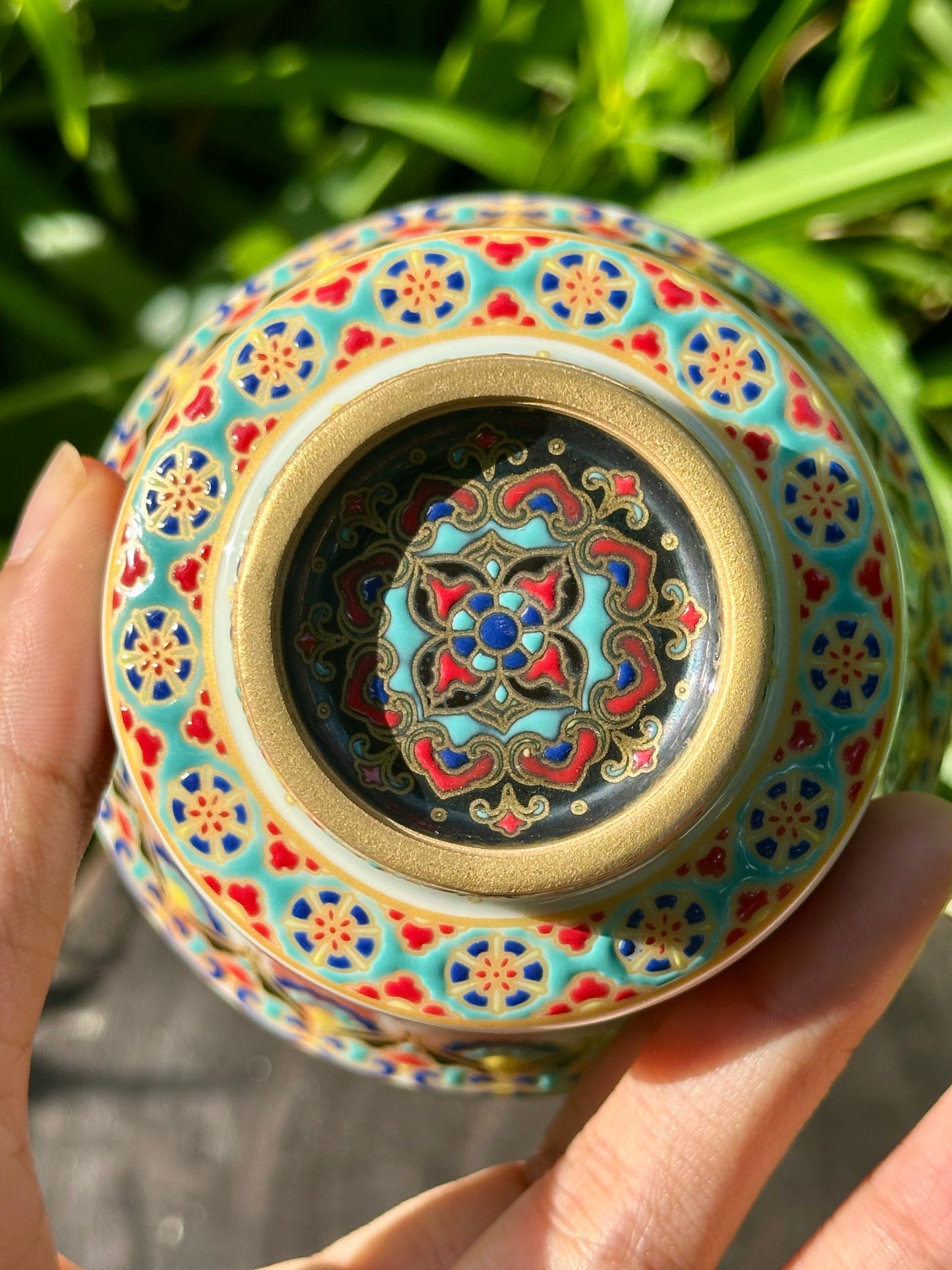 Chinese Red Enameled Hand Painted Porcelain Imitating Tapian Traditional Rubbing Bouddha Calligraphy Masterpiece Gaiwan Tea Tray Set