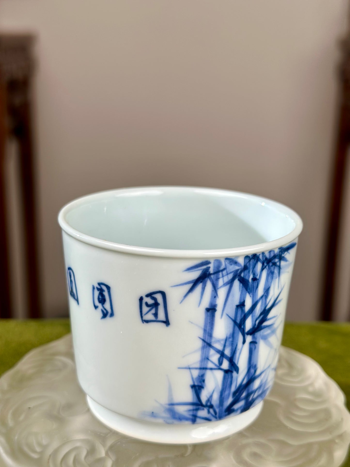 Hanpainted Chinese Blue White Porcelain Panda Teapot Gaiwan Set Jingdezhen Artwork