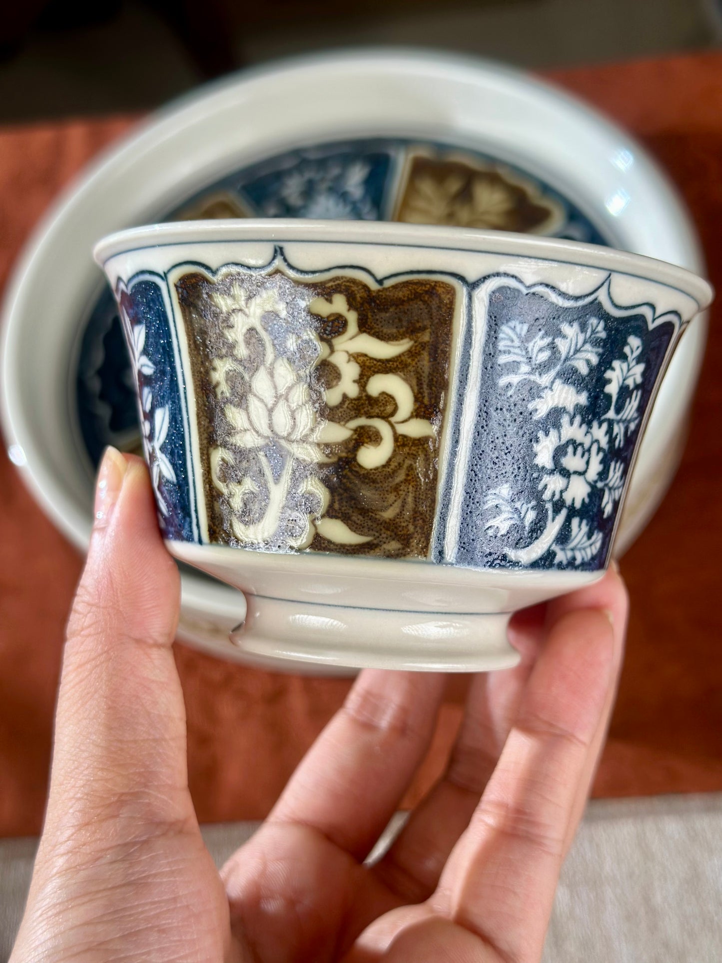 Handpainted Chinese Luxious Underglaze Gold Youlijin Traditional Flower Pattern Masterpiece Gaiwan Set Tea Tray Set Tea Boat