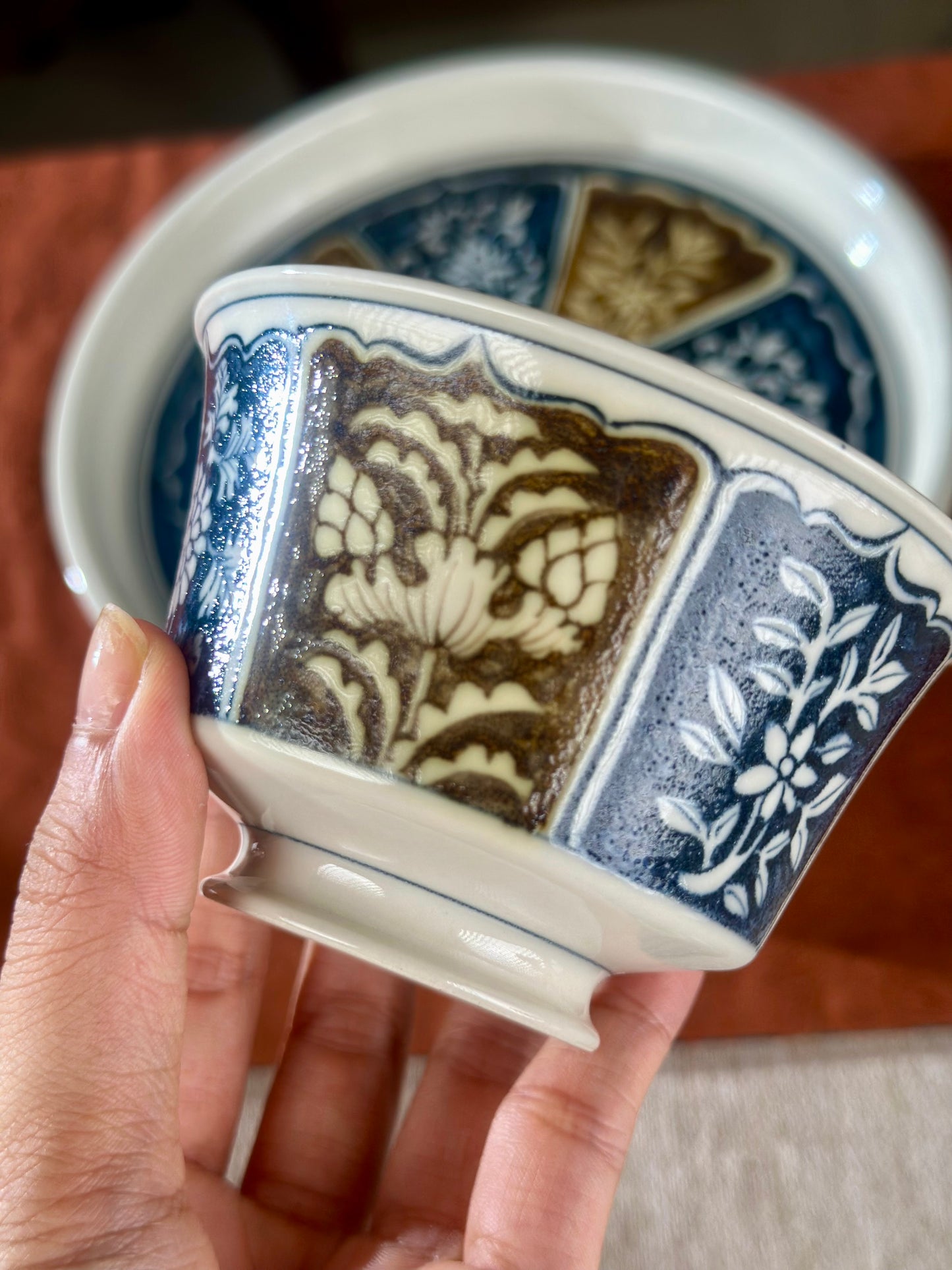 Handpainted Chinese Luxious Underglaze Gold Youlijin Traditional Flower Pattern Masterpiece Gaiwan Set Tea Tray Set Tea Boat