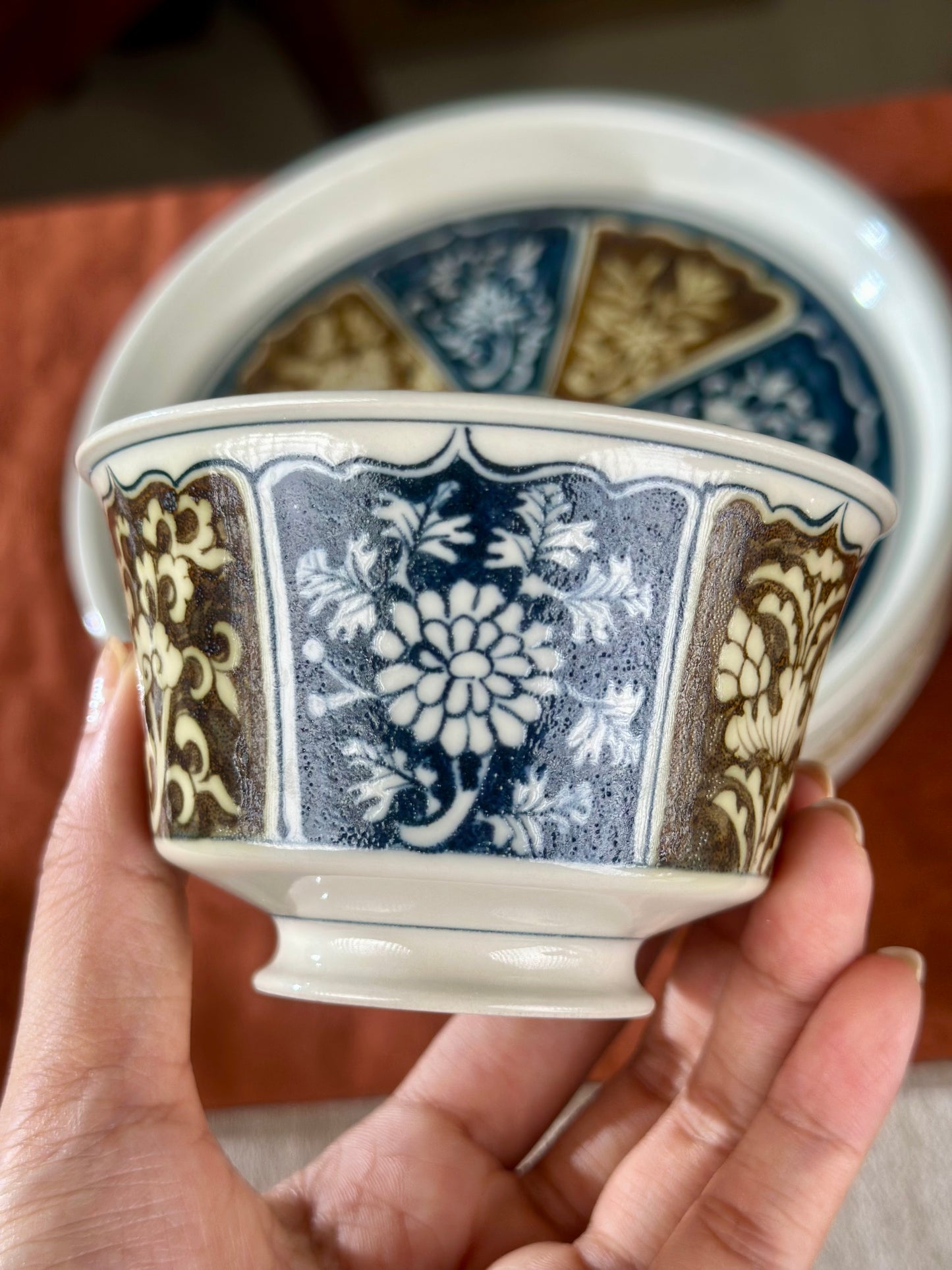 Handpainted Chinese Luxious Underglaze Gold Youlijin Traditional Flower Pattern Masterpiece Gaiwan Set Tea Tray Set Tea Boat