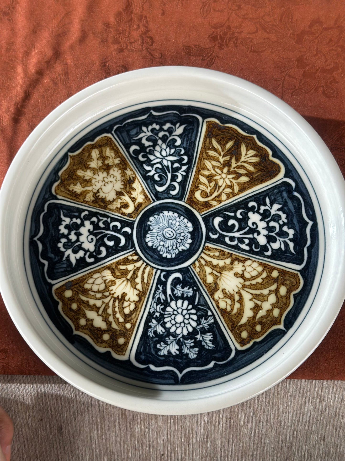 Handpainted Chinese Luxious Underglaze Gold Youlijin Traditional Flower Pattern Masterpiece Gaiwan Set Tea Tray Set Tea Boat
