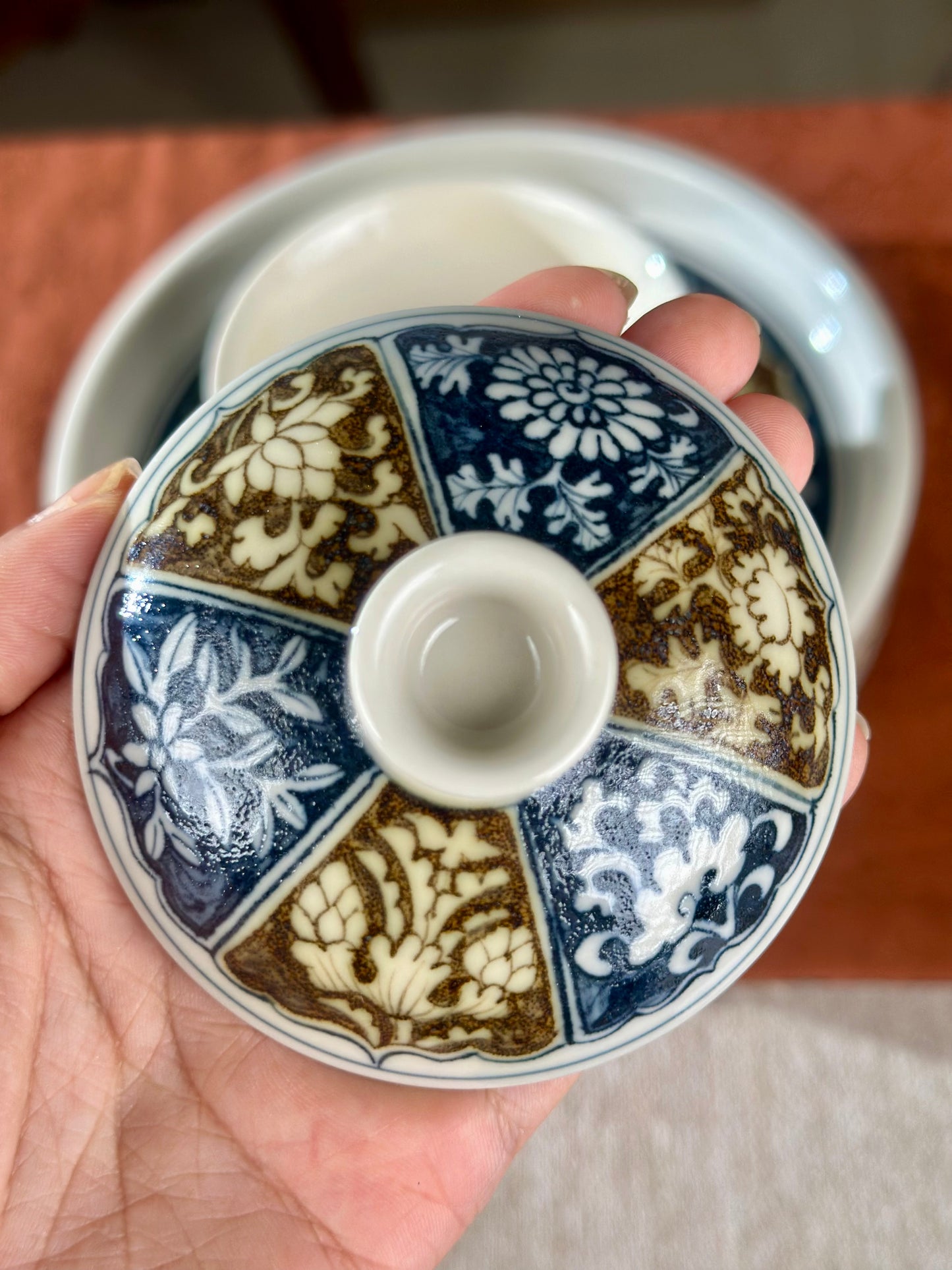 Handpainted Chinese Luxious Underglaze Gold Youlijin Traditional Flower Pattern Masterpiece Gaiwan Set Tea Tray Set Tea Boat