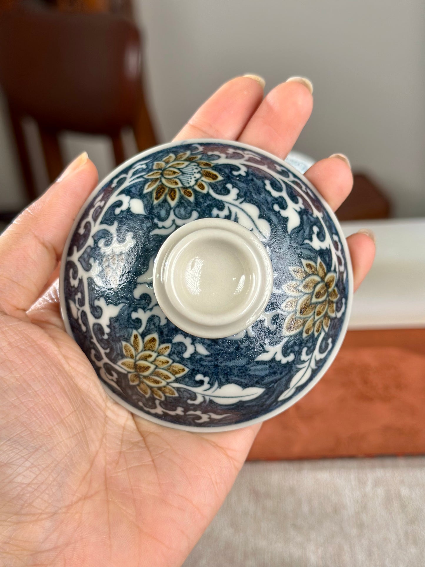 Handpainted Chinese Luxious Underglaze Gold Youlijin Traditional Lion Pattern Masterpiece Gaiwan Set Artwork Teacup