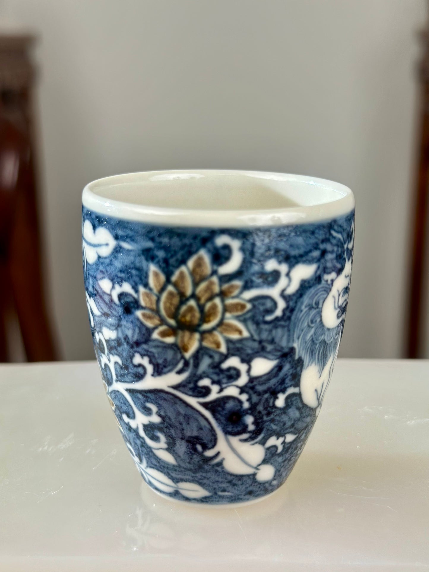 Handpainted Chinese Luxious Underglaze Gold Youlijin Traditional Lion Pattern Masterpiece Gaiwan Set Artwork Teacup