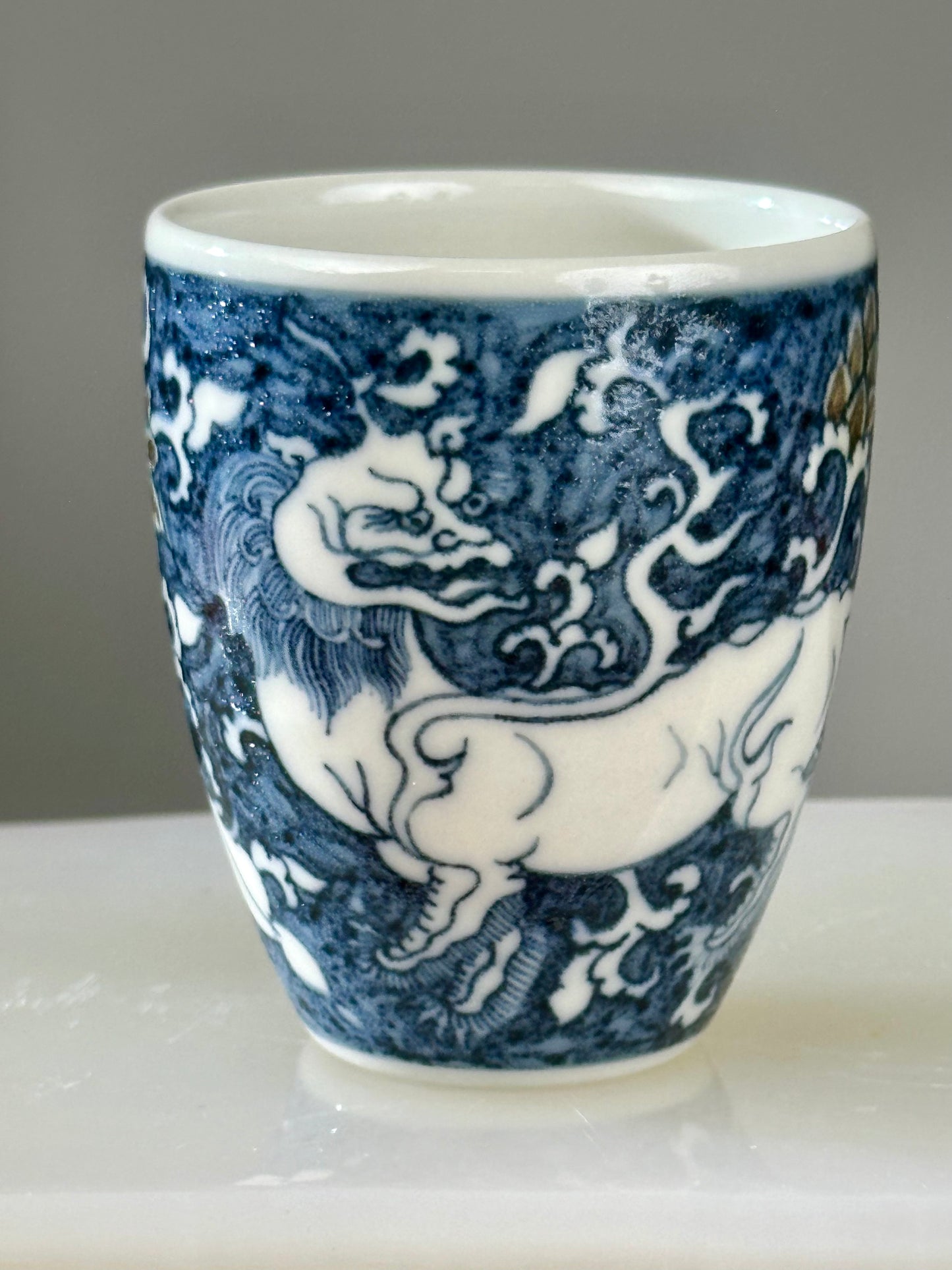 Handpainted Chinese Luxious Underglaze Gold Youlijin Traditional Lion Pattern Masterpiece Gaiwan Set Artwork Teacup