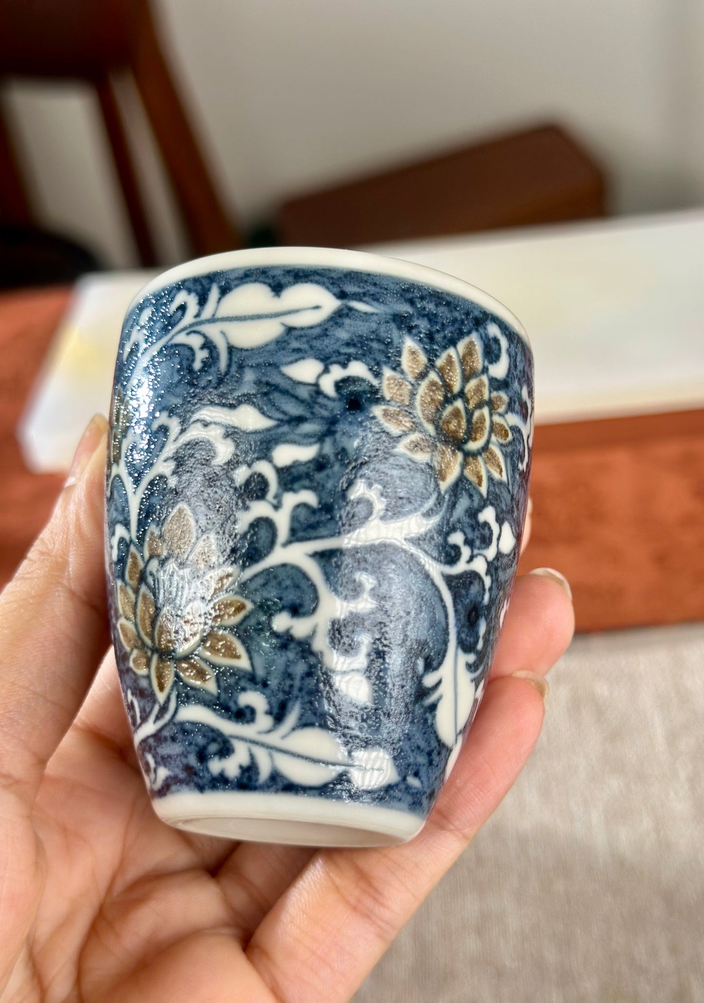 Handpainted Chinese Luxious Underglaze Gold Youlijin Traditional Lion Pattern Masterpiece Gaiwan Set Artwork Teacup