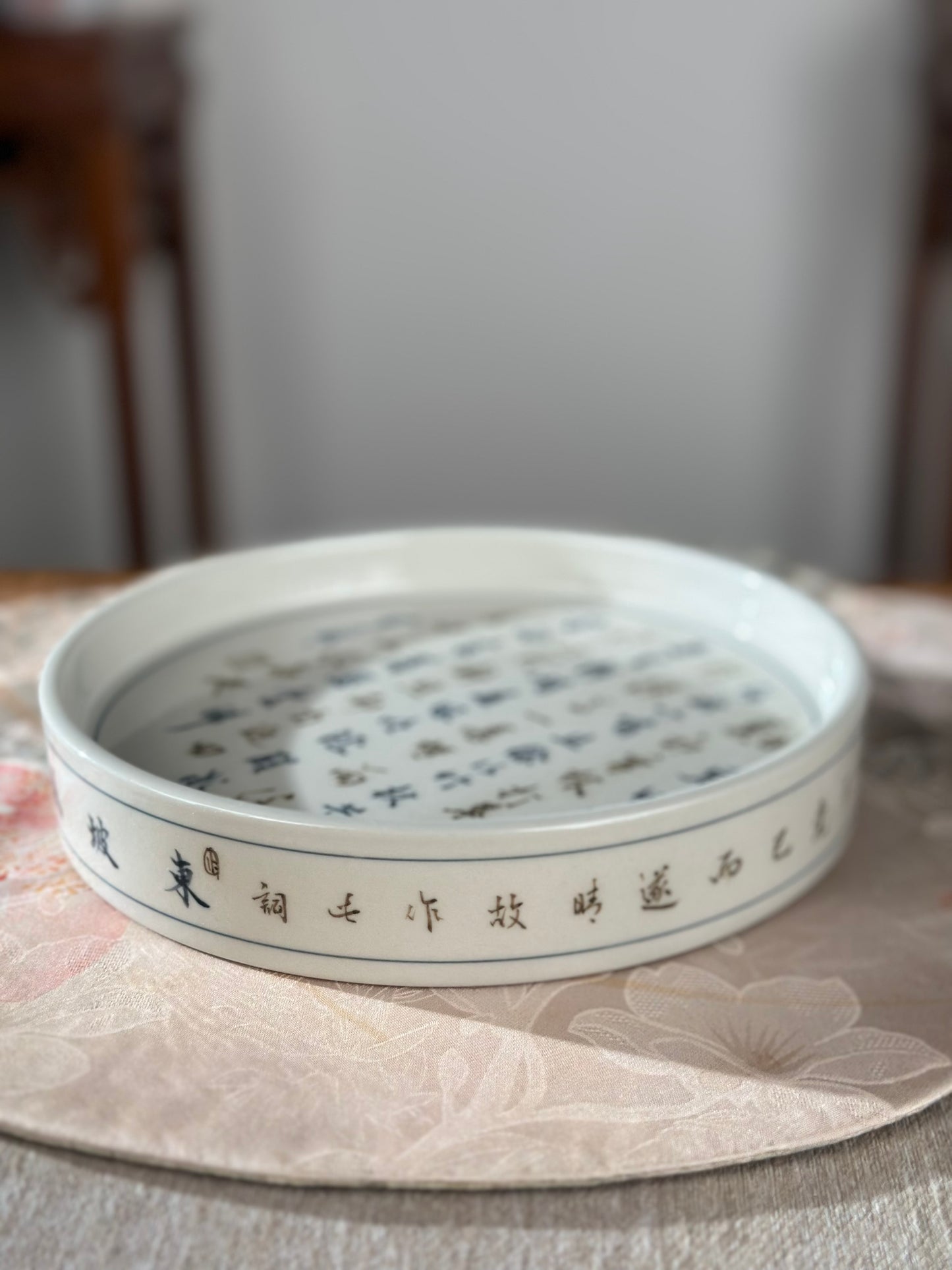 Handpainted Calligraphy Chinese Luxious Blue White Porcelain Underglaze Gold Youlijin Gaiwan Set Artwork Teacup