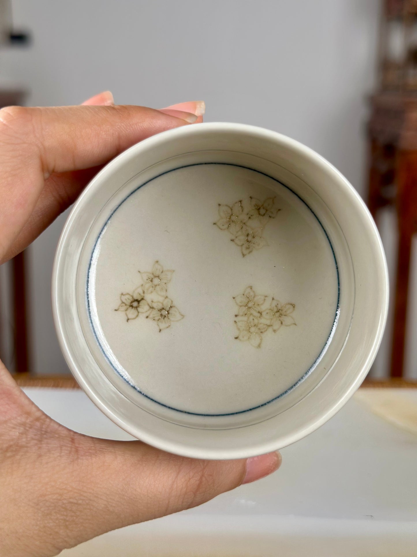 Handpainted Chinese Luxious Blue White Porcelain Underglaze Gold Youlijin Horse Flower Ocean Wave Pattern Gaiwan Set Artwork Teacup