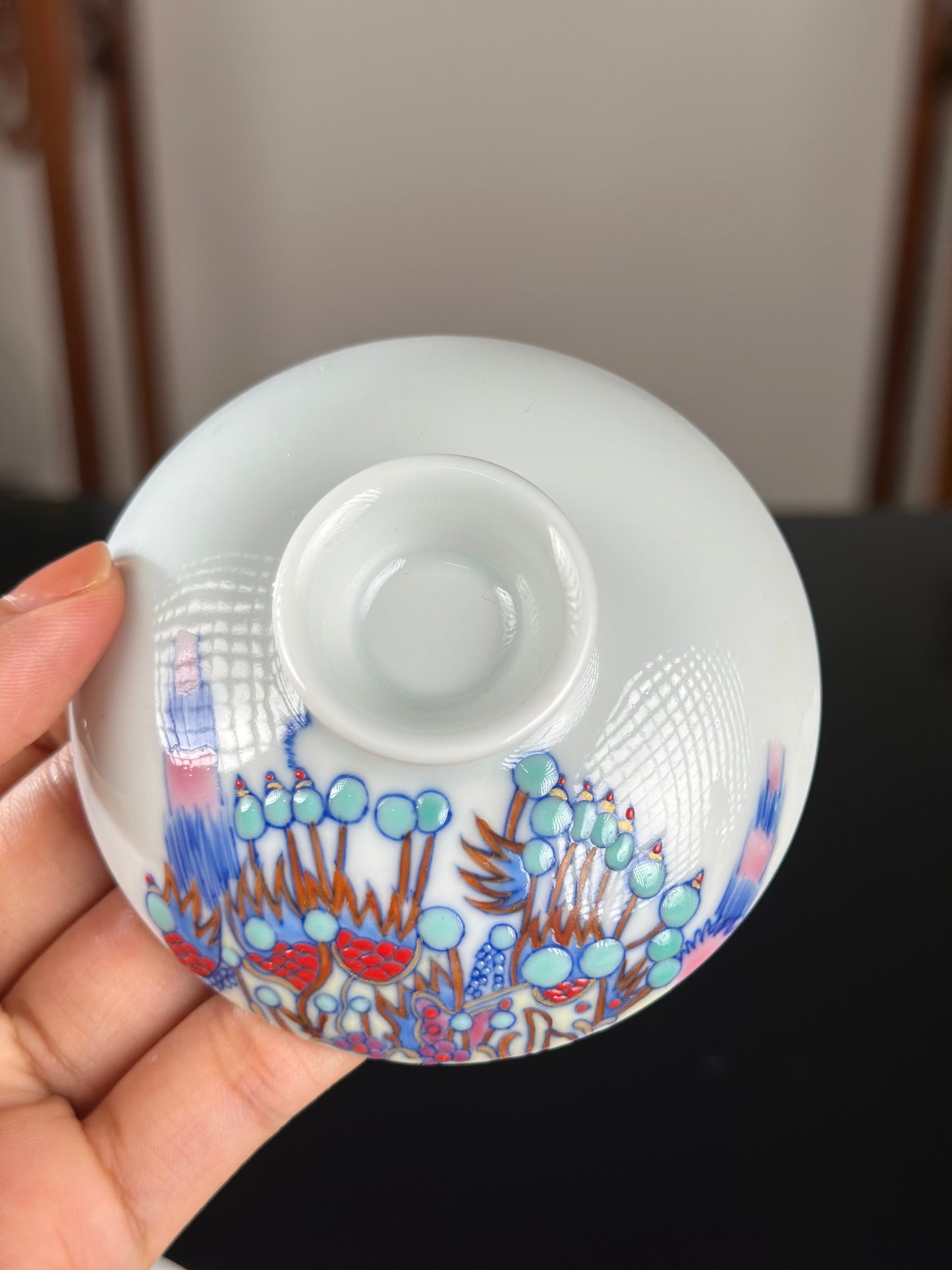 Handpainted Beijing Opera Portrait Pattern Chinese Jingdezhen Doucai Master Fine China Gaiwan Teacup Set