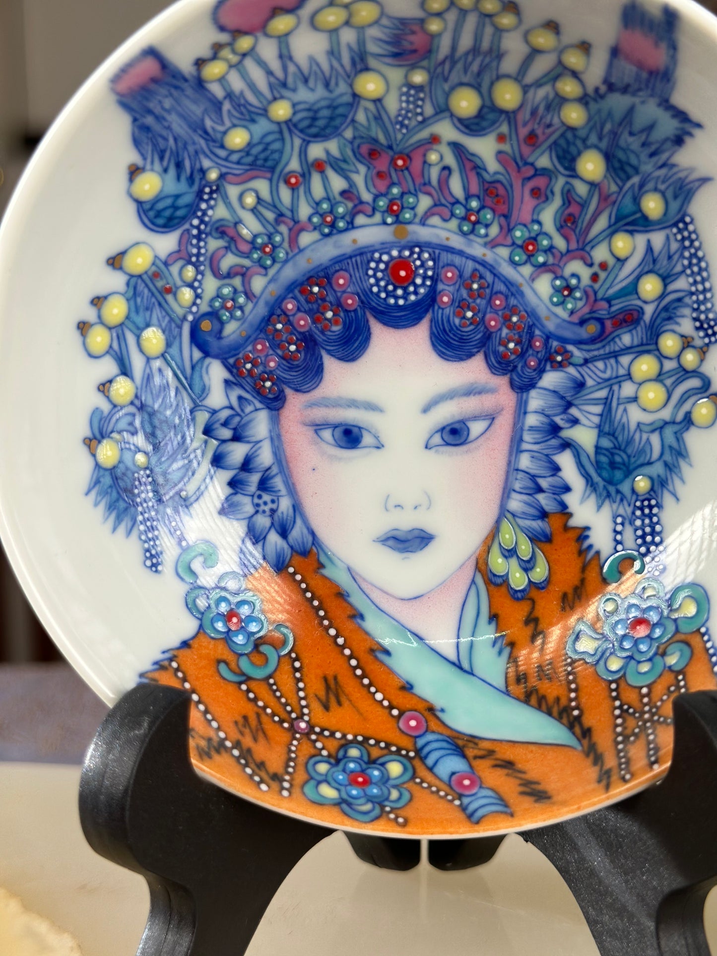 Handpainted Beijing Opera Portrait Pattern Chinese Jingdezhen Doucai Master Fine China Gaiwan Teacup Set