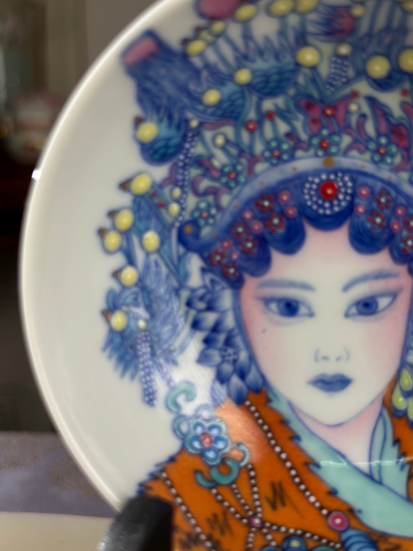Handpainted Beijing Opera Portrait Pattern Chinese Jingdezhen Doucai Master Fine China Gaiwan Teacup Set