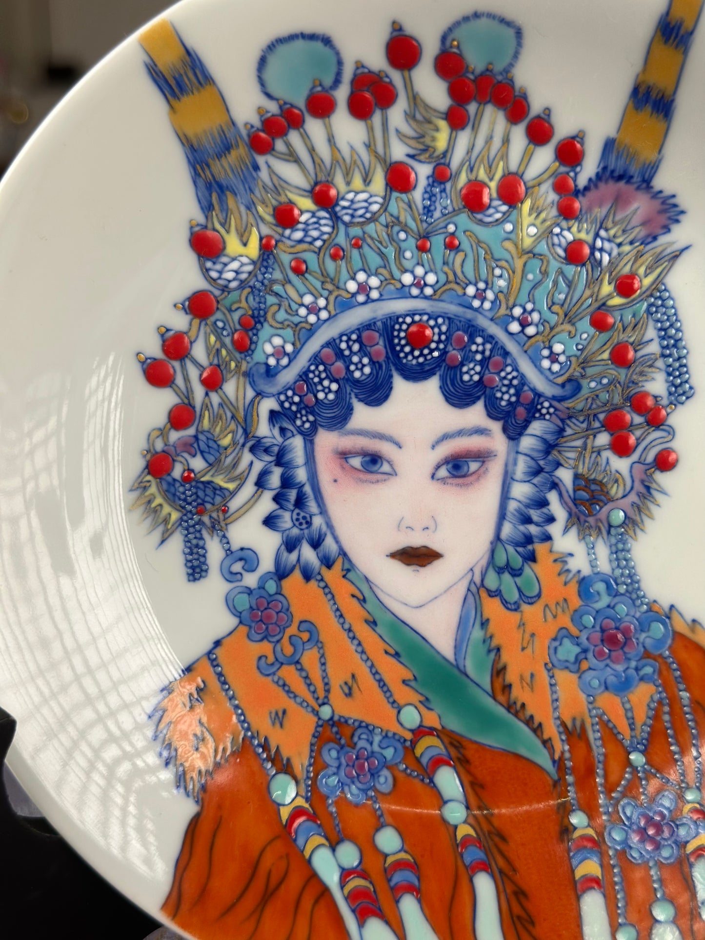 Handpainted Beijing Opera Portrait Pattern Chinese Jingdezhen Doucai Master Fine China Gaiwan Teacup Set