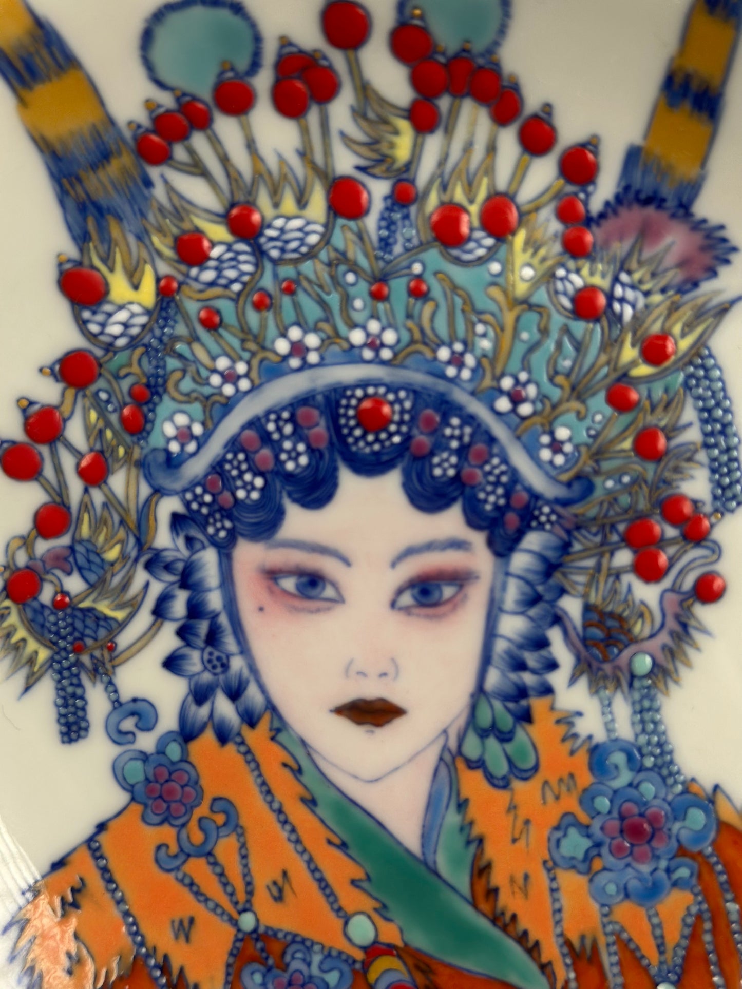 Handpainted Beijing Opera Portrait Pattern Chinese Jingdezhen Doucai Master Fine China Gaiwan Teacup Set