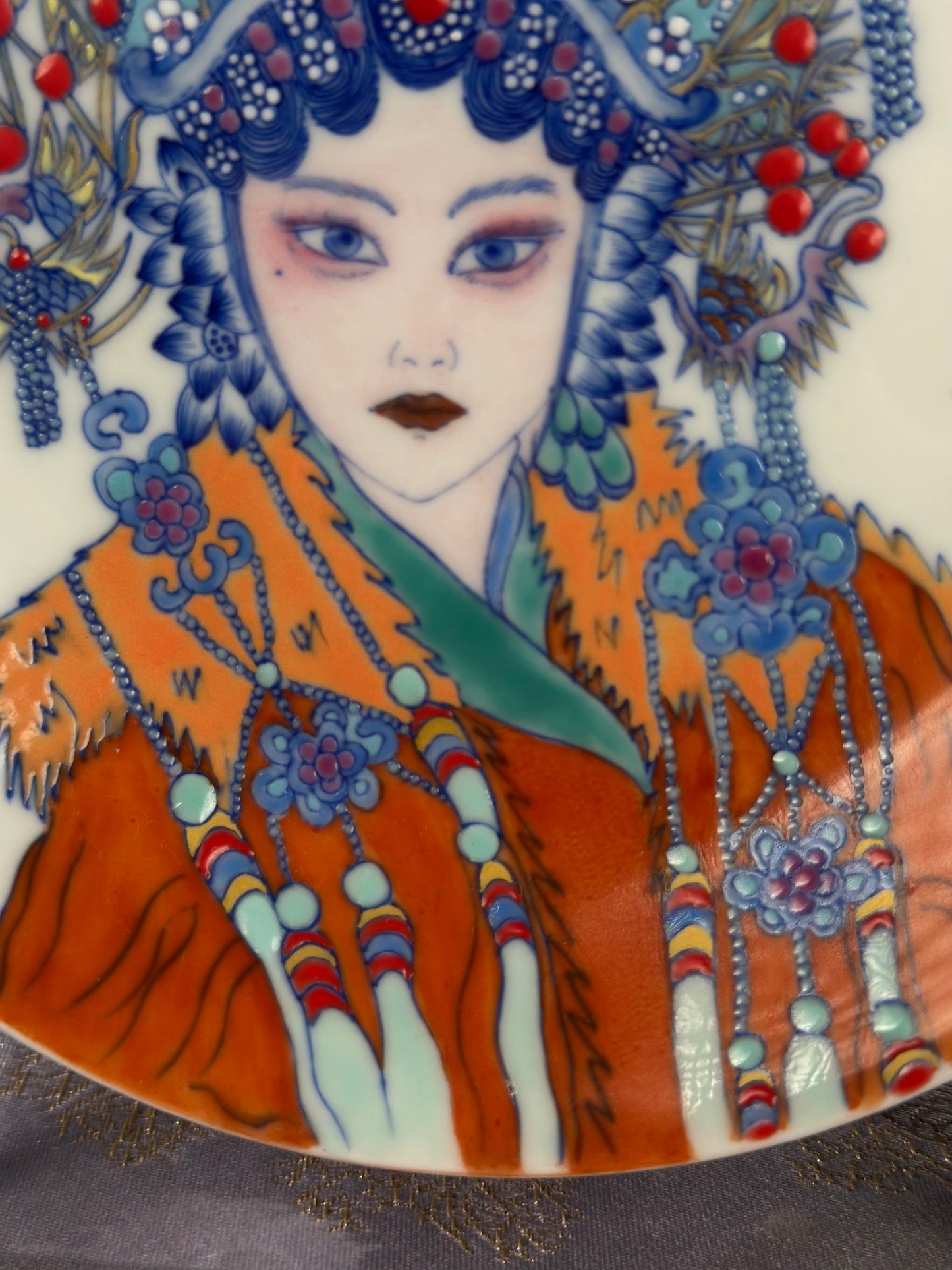 Handpainted Beijing Opera Portrait Pattern Chinese Jingdezhen Doucai Master Fine China Gaiwan Teacup Set