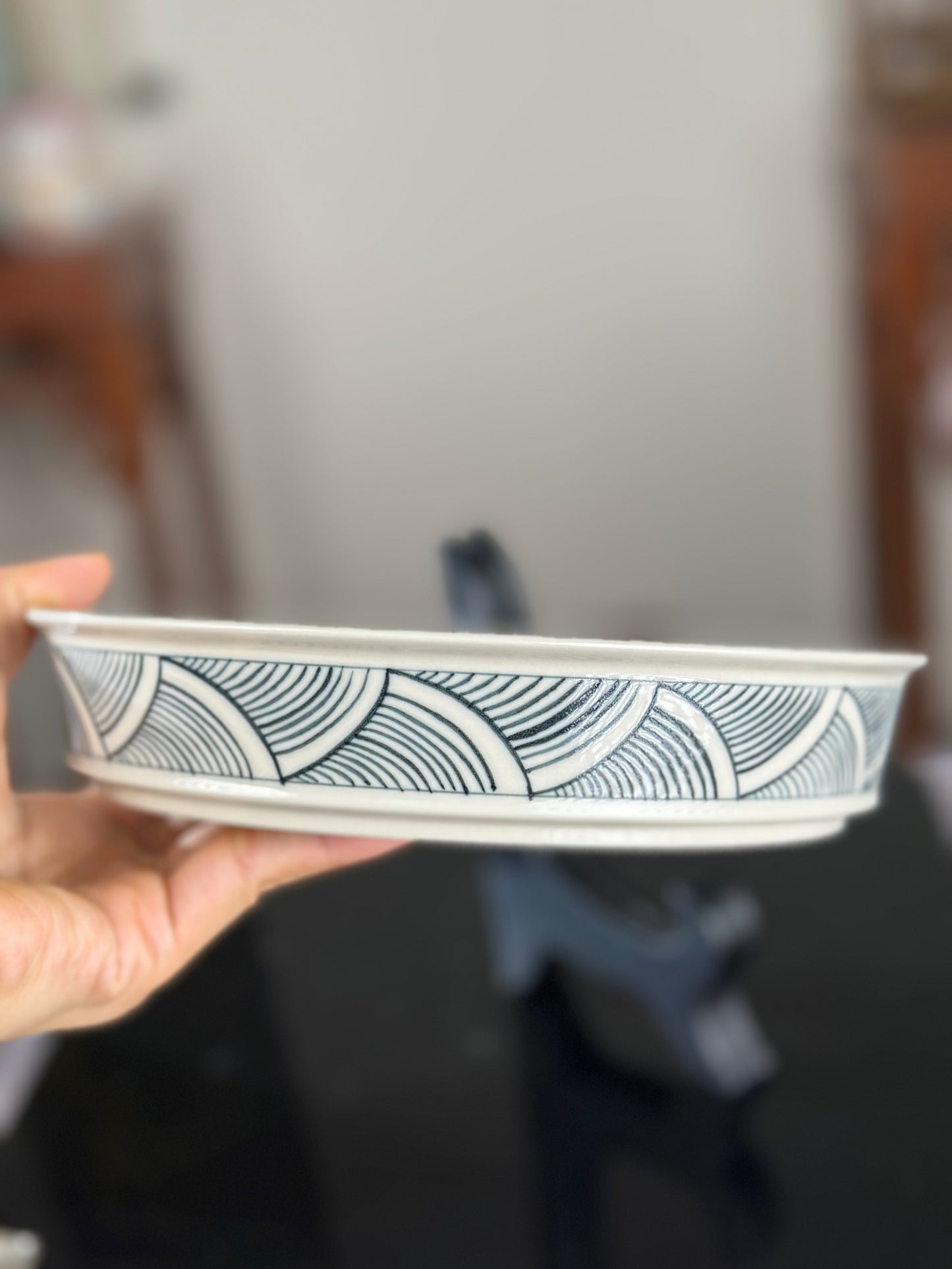 Handpainted Chinese Luxious Blue White Porcelain Underglaze Gold Youlijin Traditional Lion Pattern Masterpiece Gaiwan Set Artwork Teacup