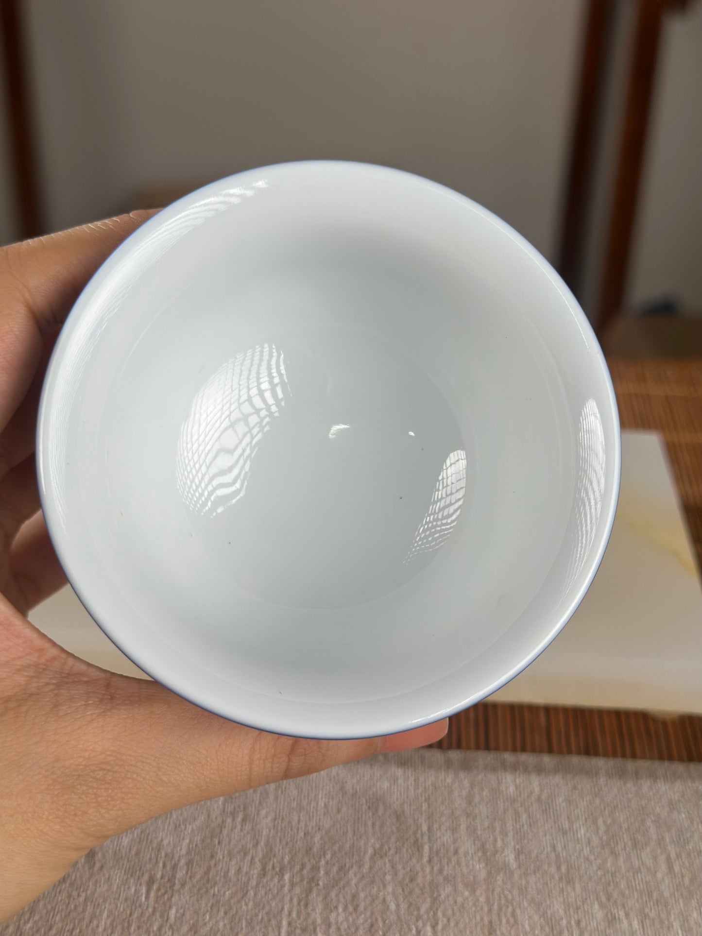 Hand Engraved Blue White Porcelain Dragon Teacup Artwork