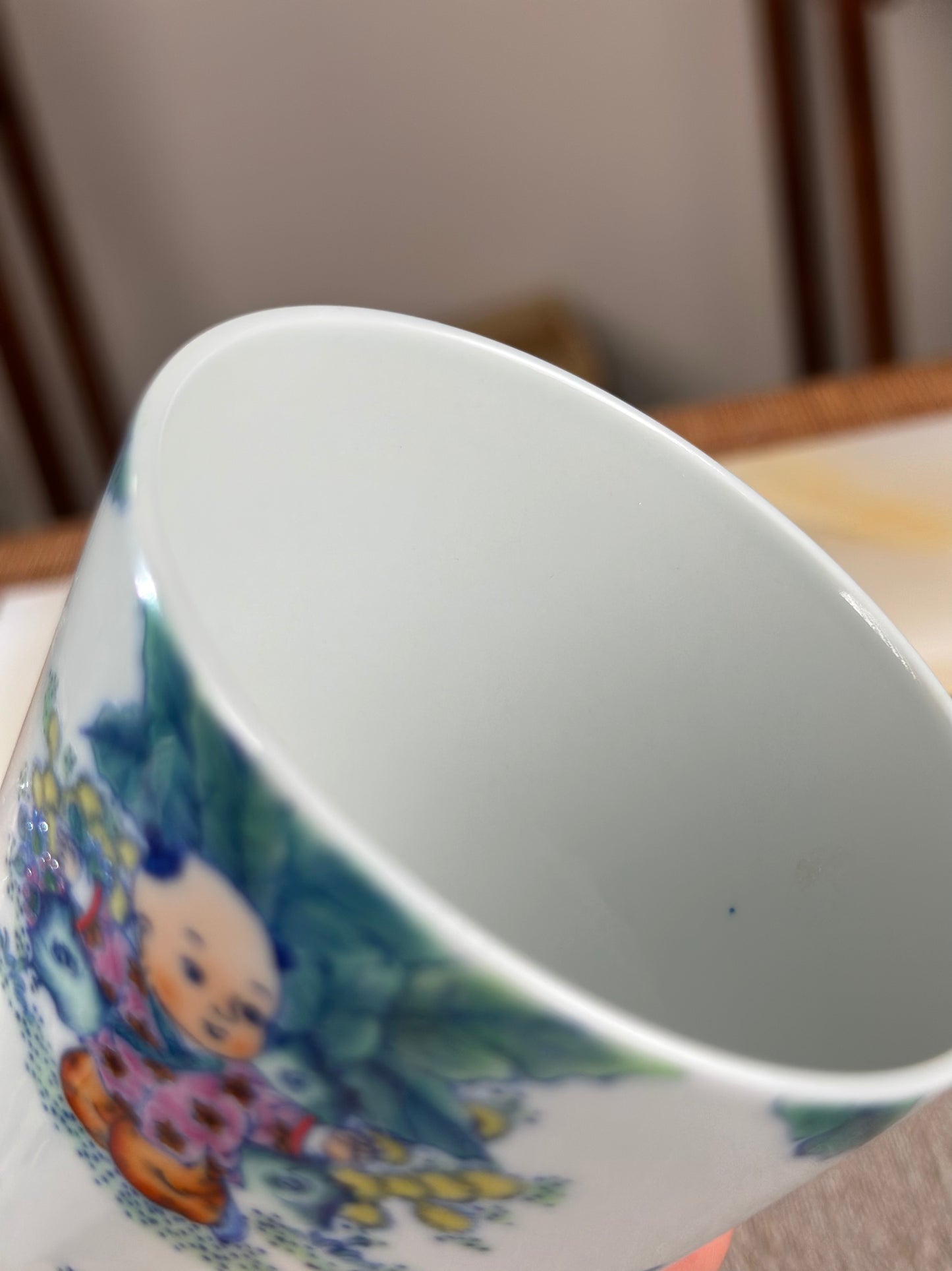 Handpainted Traditional Children Joy Pattern Chinese Jingdezhen Doucai Master Fine China Teacup
