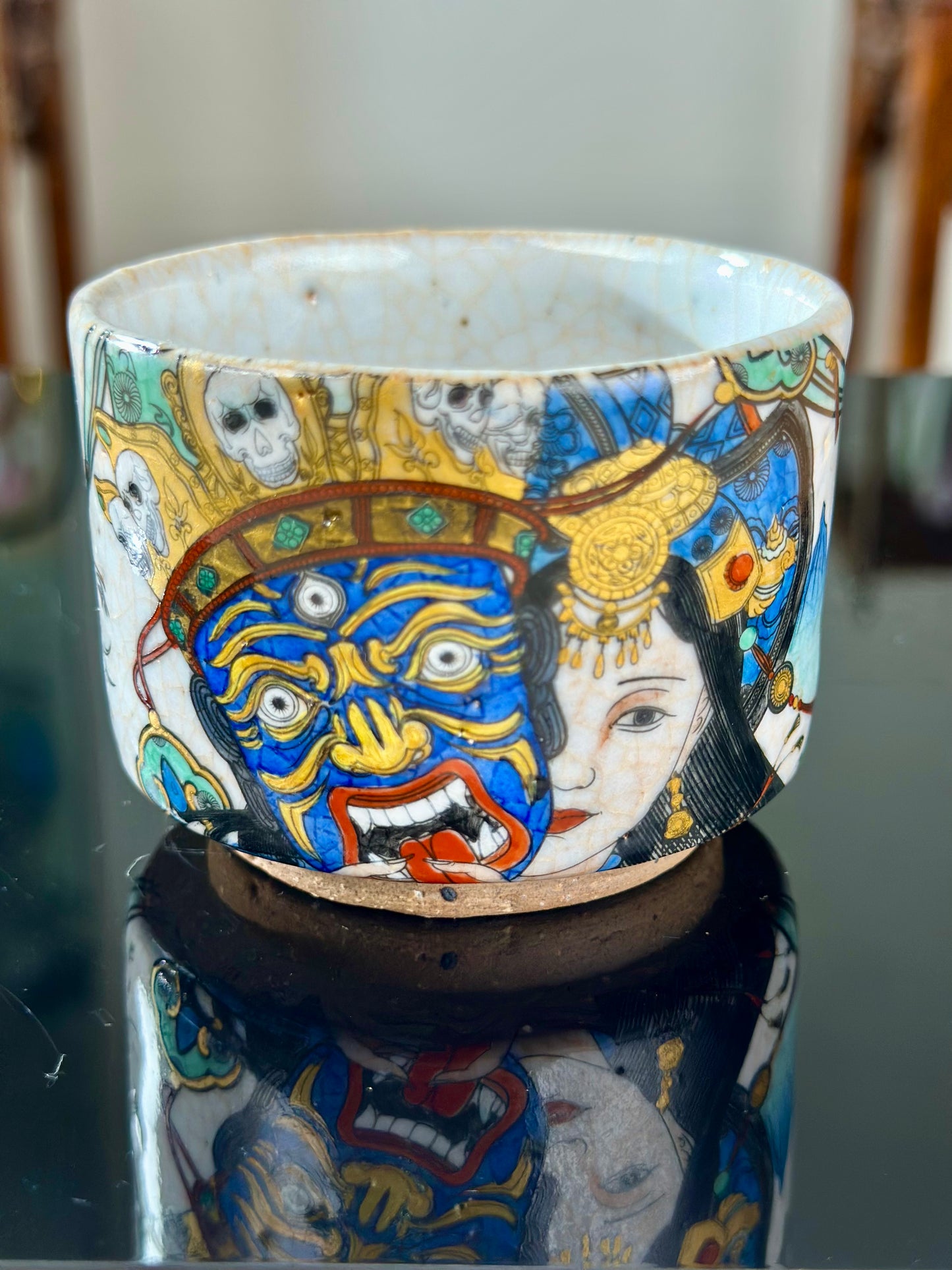 Handpainted Original Designed Chinese Tibetan Style Pottery Gaiwan Teacup Teapot Master Set