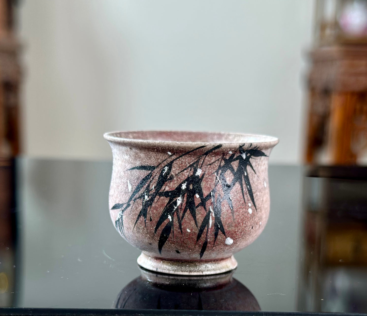 Handmade Woodfired Original Designed Snowing Bamboo Pattern Artwork Gaiwan Teacup Teapot Set