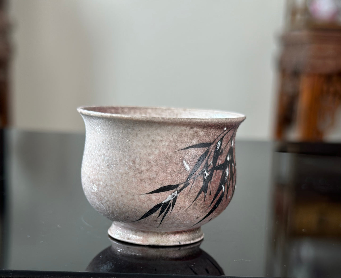 Handmade Woodfired Original Designed Snowing Bamboo Pattern Artwork Gaiwan Teacup Teapot Set