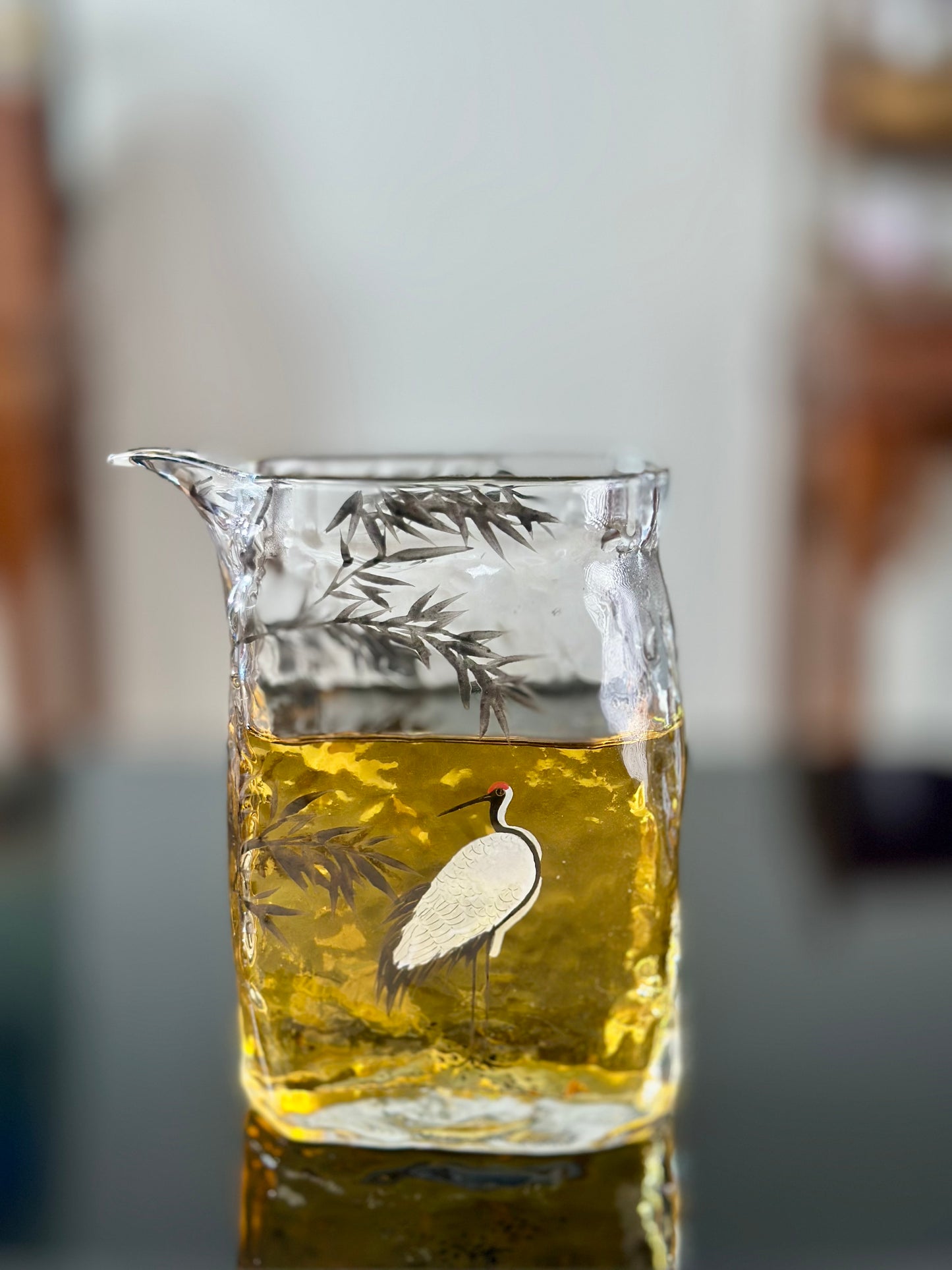 Handpainted High Quality High Borosilicate Chinese Traditional Crane Painting Gongdaobei Fair Cup 220ml