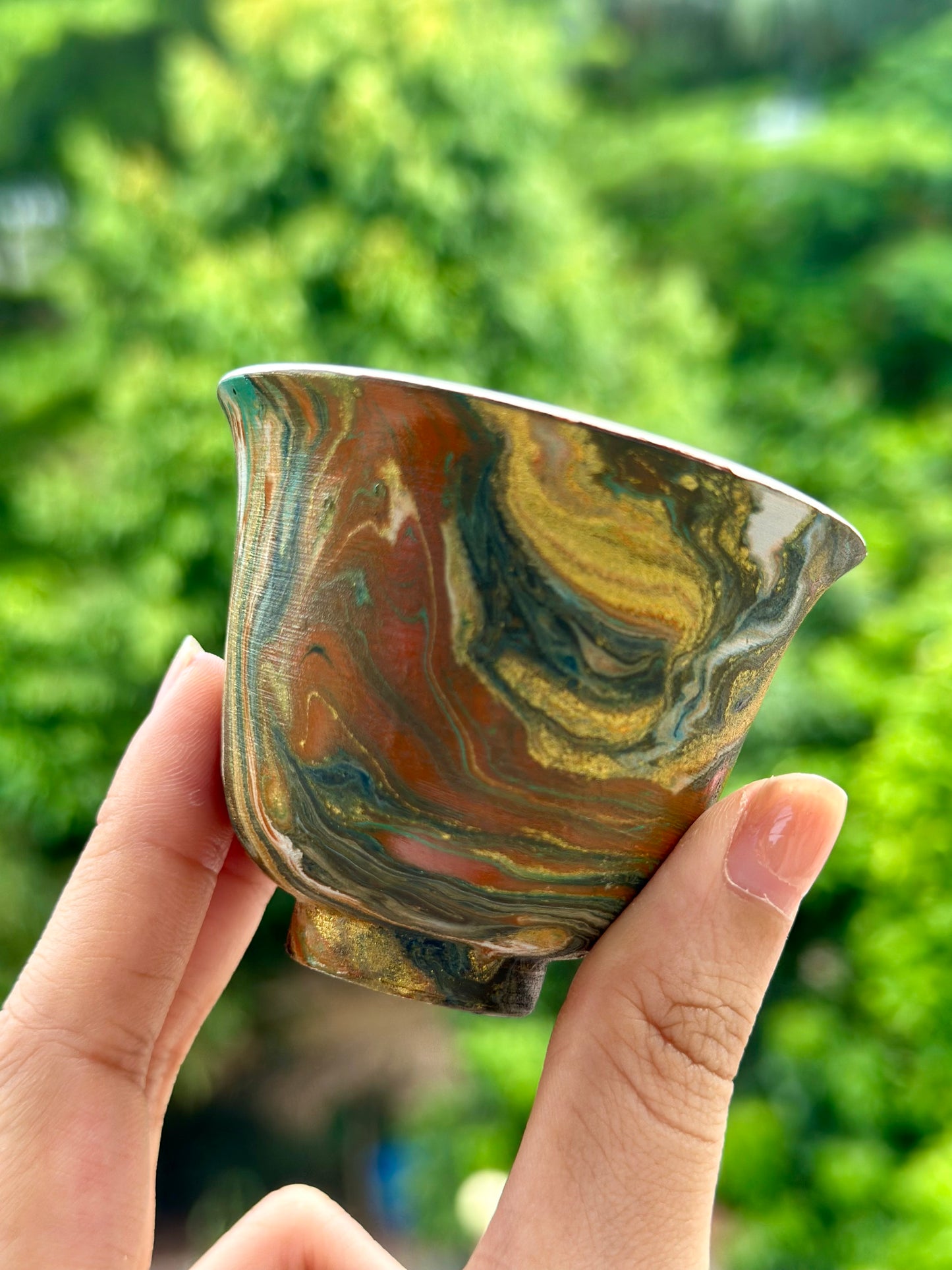 Handcrafted Traditional Chinese Lacquer Ware Gaiwan Ceramic Varied Color Teacup Set
