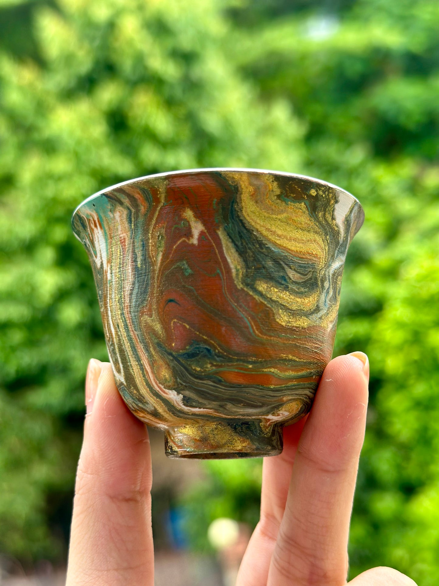 Handcrafted Traditional Chinese Lacquer Ware Gaiwan Ceramic Varied Color Teacup Set