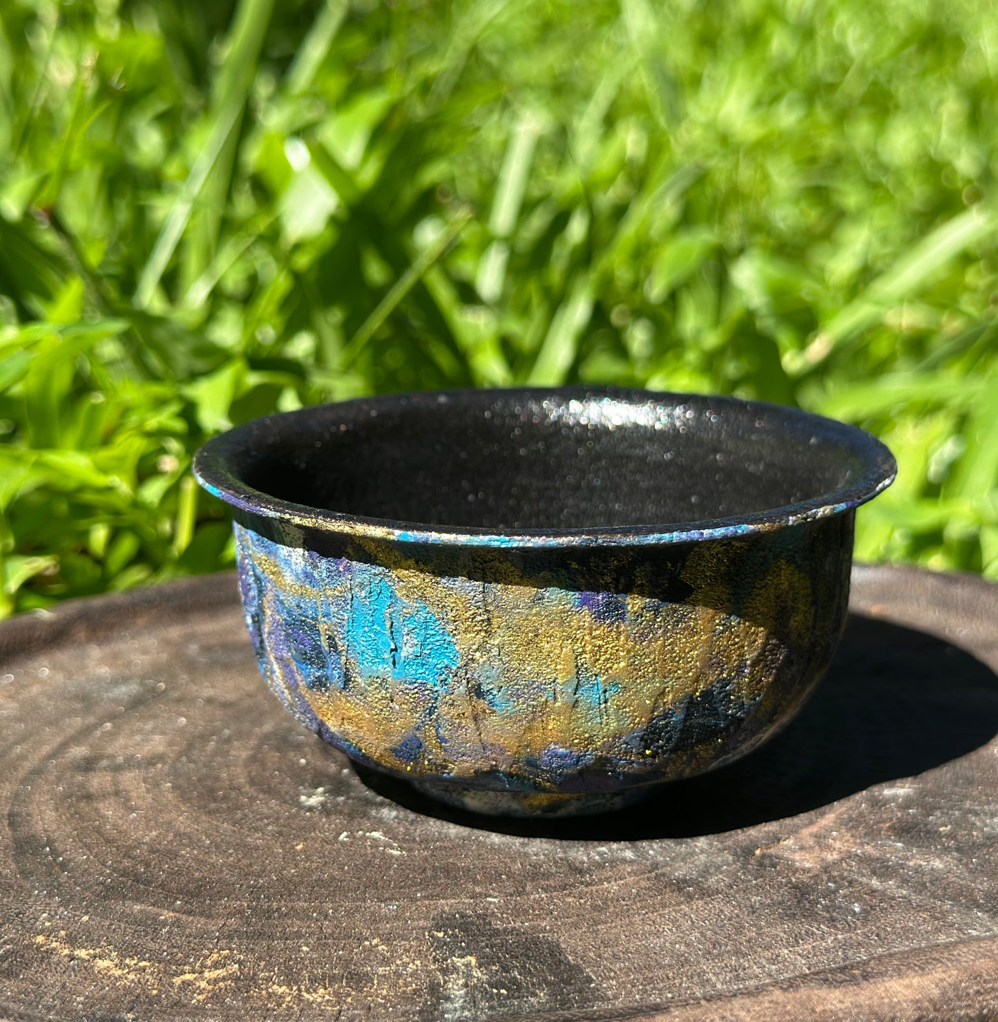 Handcrafted Traditional Chinese Lacquer Ware Purple Blue Gaiwan Pottery Varied Color Teacup Set