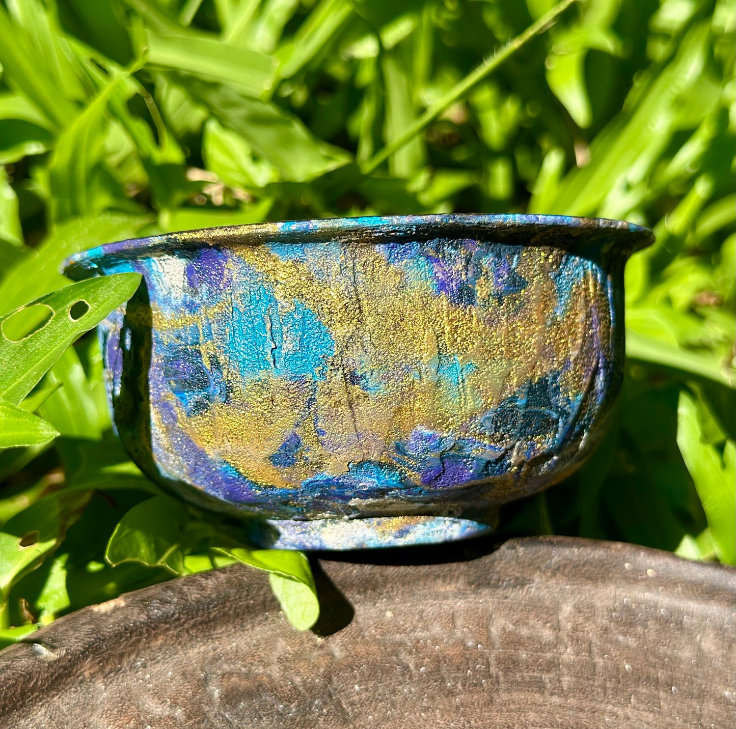 Handcrafted Traditional Chinese Lacquer Ware Purple Blue Gaiwan Pottery Varied Color Teacup Set