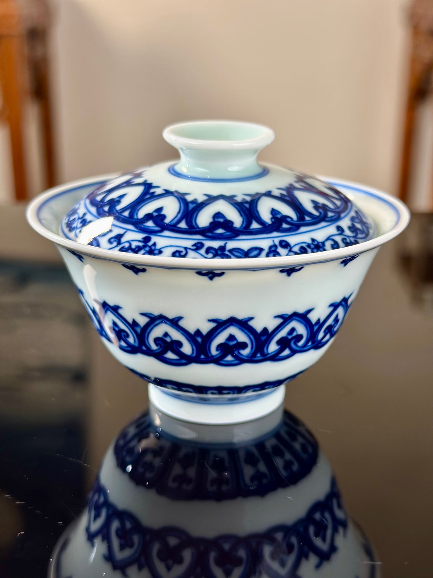 Handmade CHinese High Class Blue White Porcelain Gaiwan Teapot Teacup Set