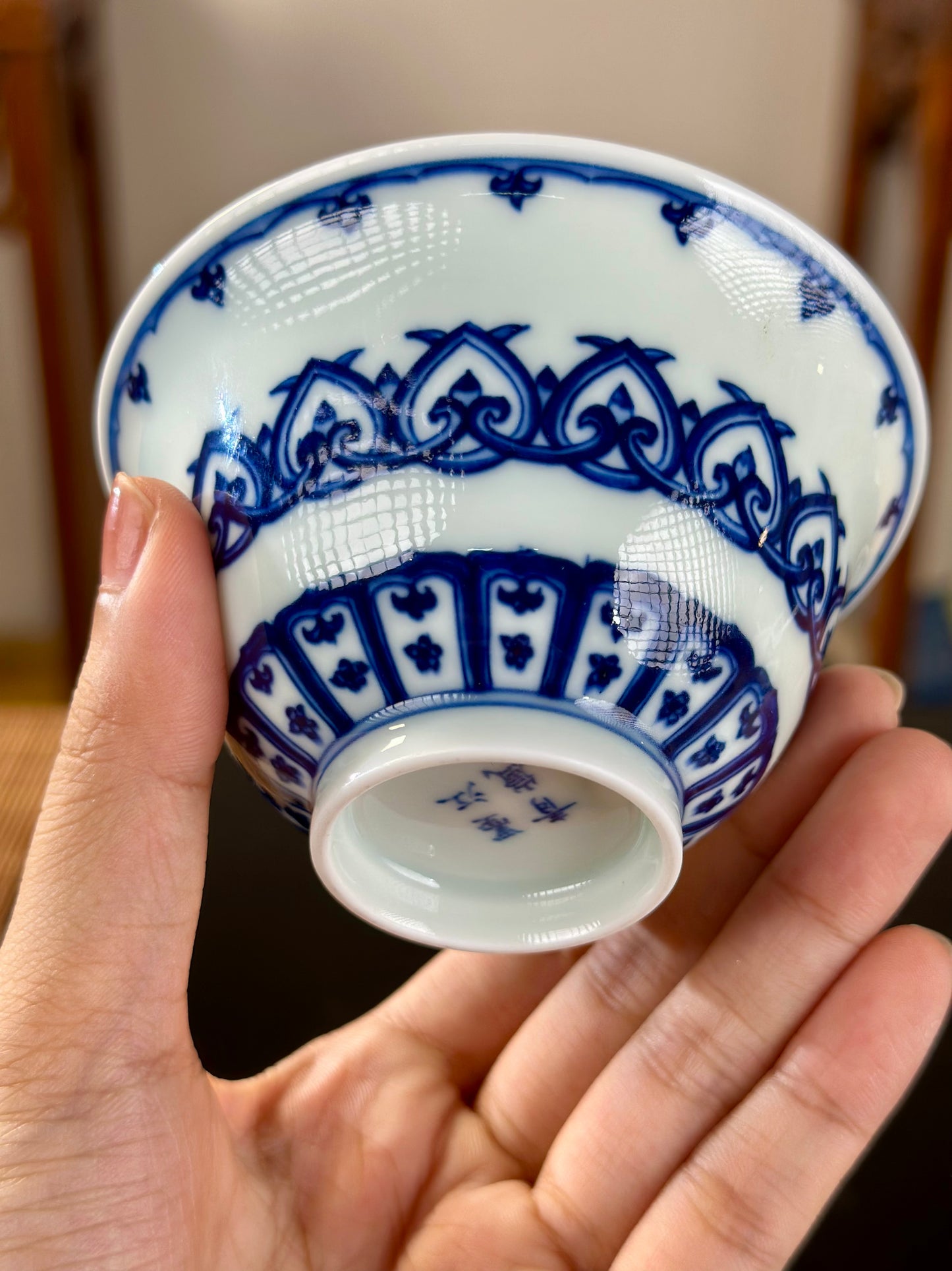 Handmade CHinese High Class Blue White Porcelain Gaiwan Teapot Teacup Set