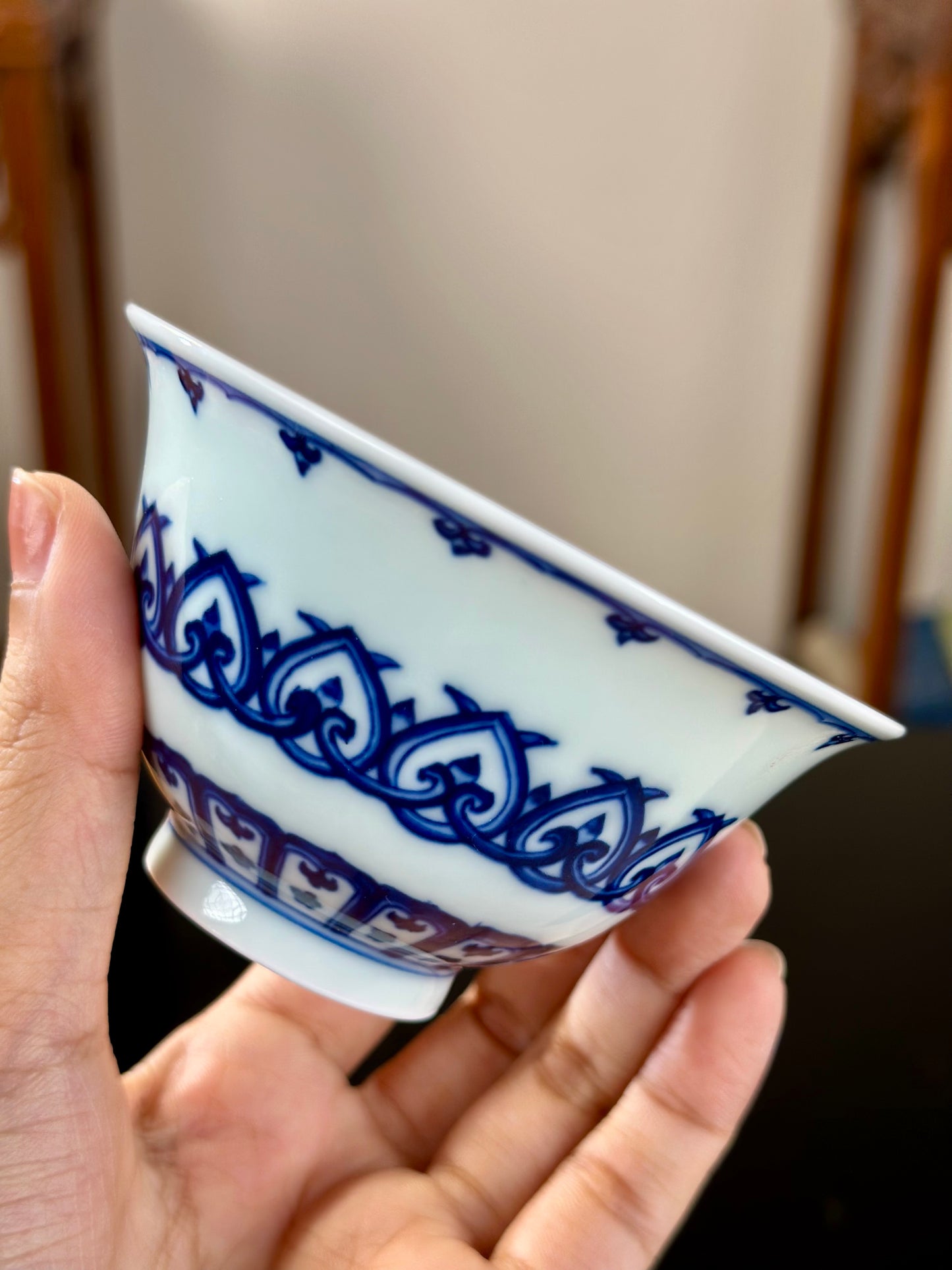 Handmade CHinese High Class Blue White Porcelain Gaiwan Teapot Teacup Set