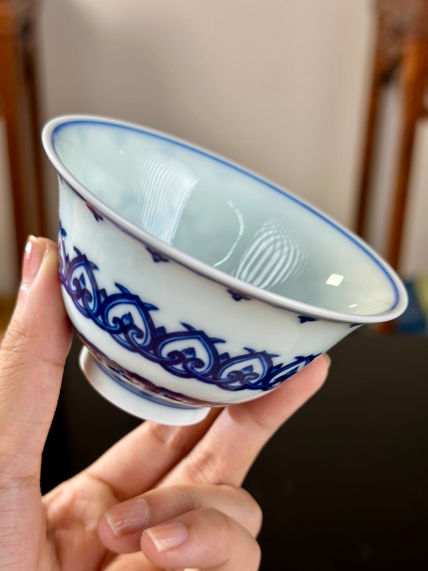 Handmade CHinese High Class Blue White Porcelain Gaiwan Teapot Teacup Set