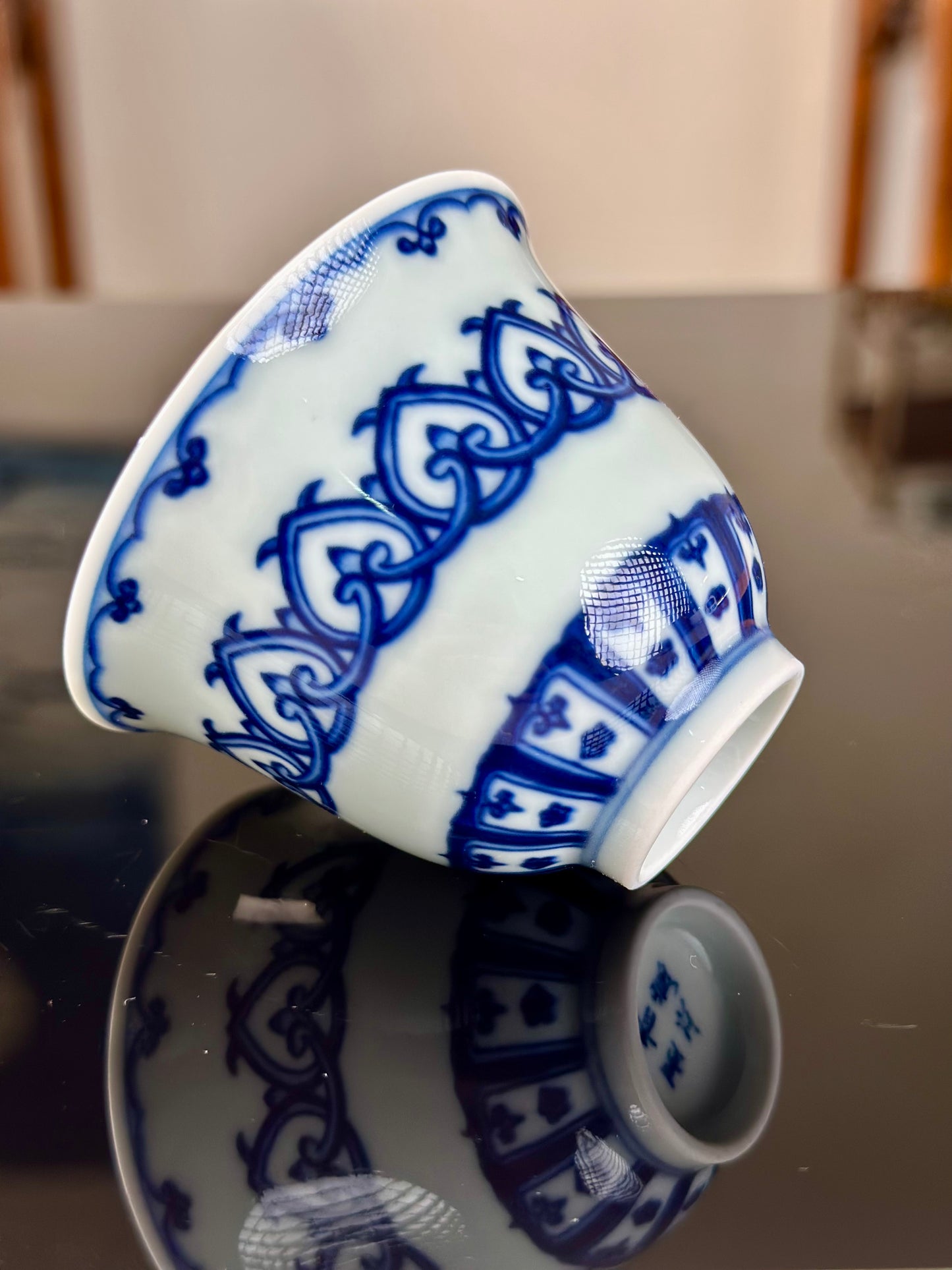 Handmade CHinese High Class Blue White Porcelain Gaiwan Teapot Teacup Set