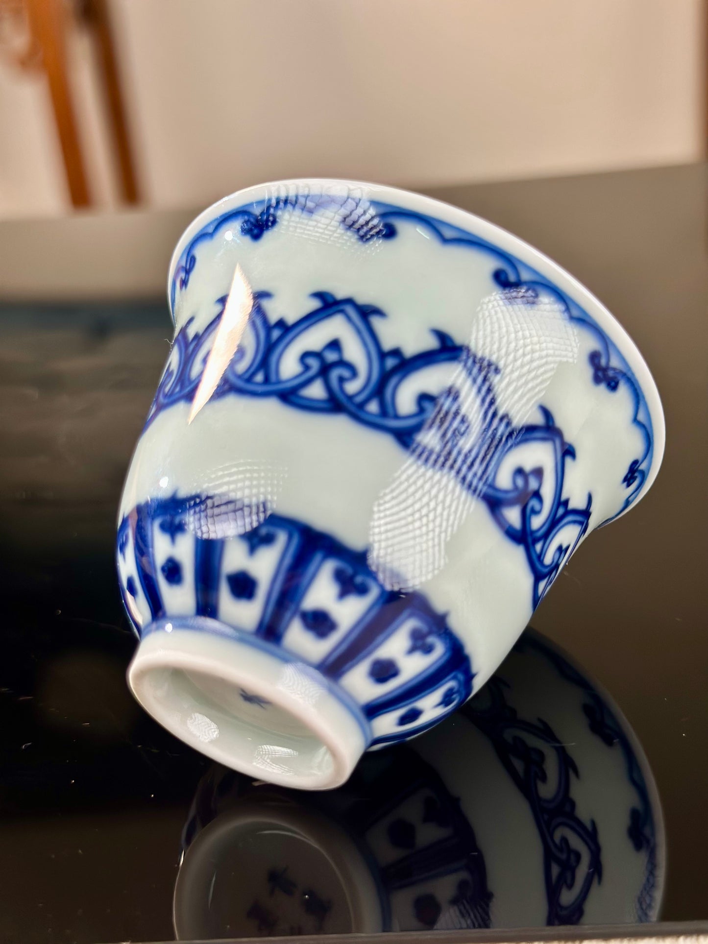 Handmade CHinese High Class Blue White Porcelain Gaiwan Teapot Teacup Set