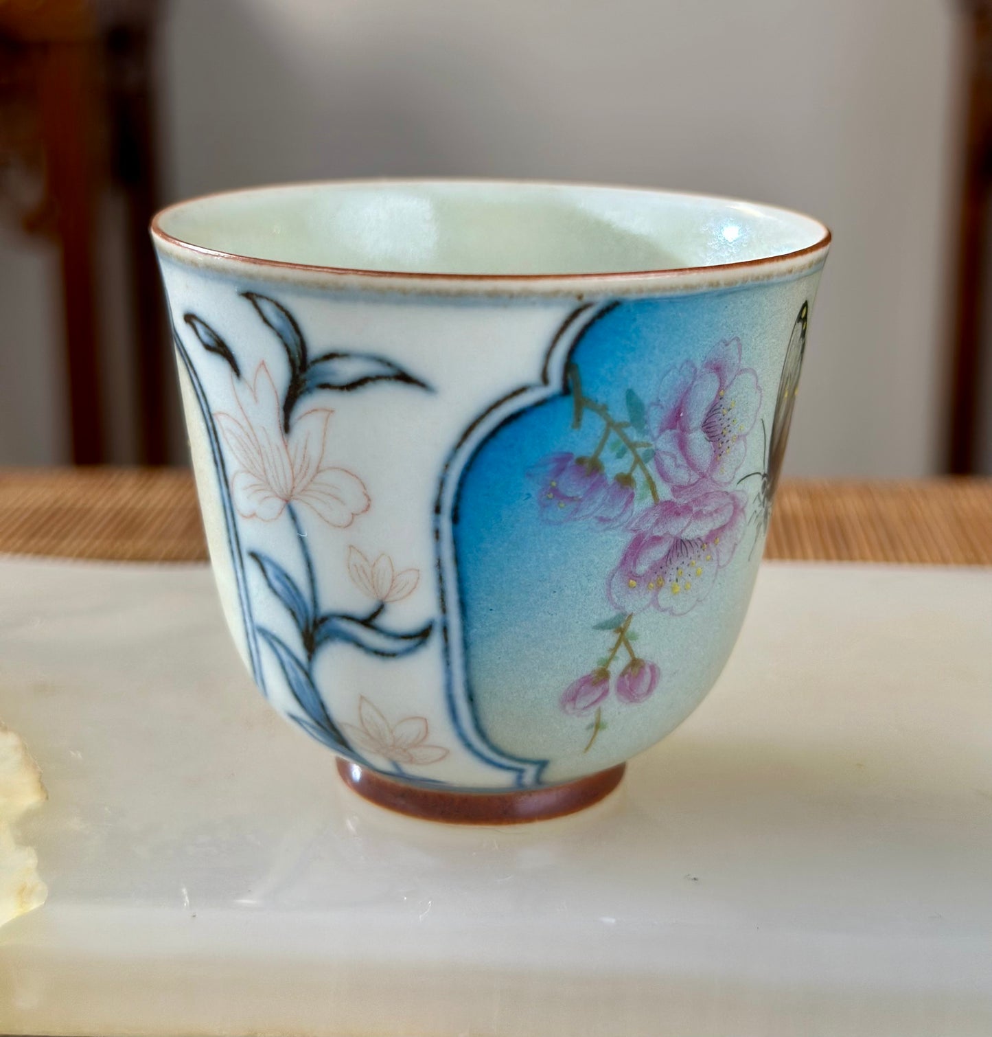 Handpainted Chinese Famille Rose Fencai Lotus Pattern Jingdezhen Master Teacup Gaiwan Tea Set
