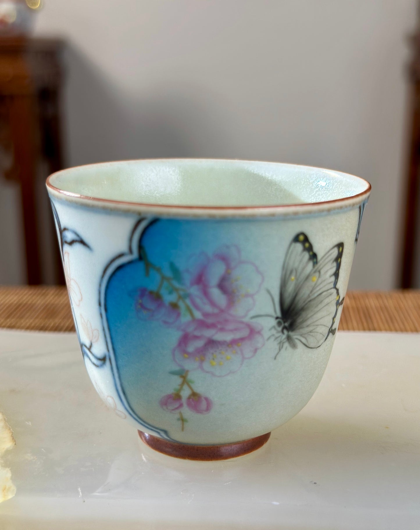 Handpainted Chinese Famille Rose Fencai Lotus Pattern Jingdezhen Master Teacup Gaiwan Tea Set