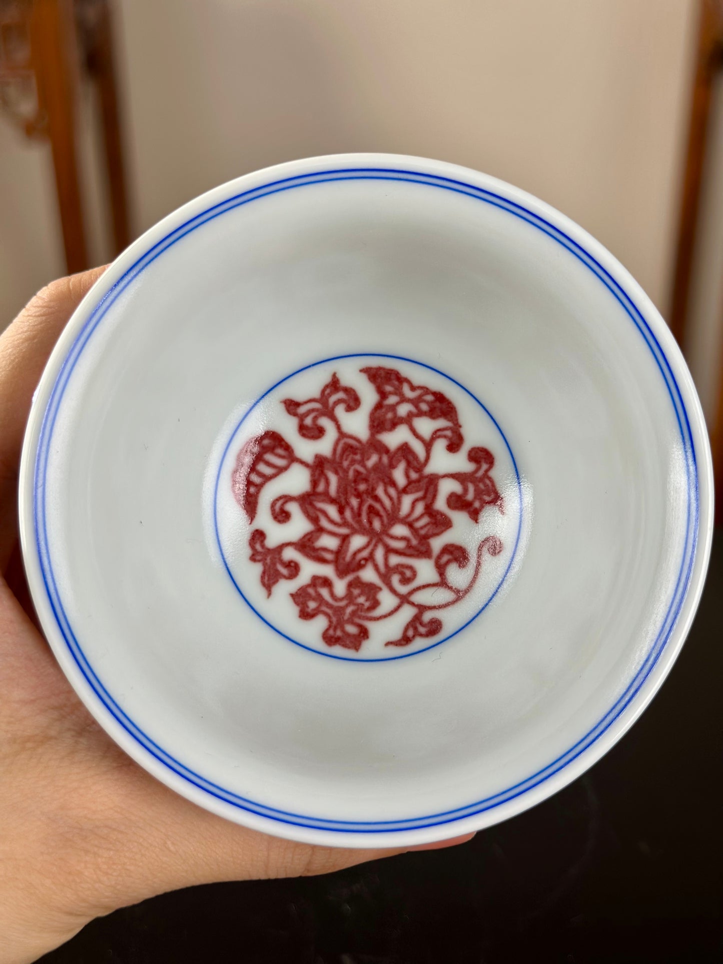 Hand Painted Chinese Lotus Underglaze Red Youlihong Jingdezhen Gaiwan Tea Boat Tea Tray Tea Set Master Ceramic