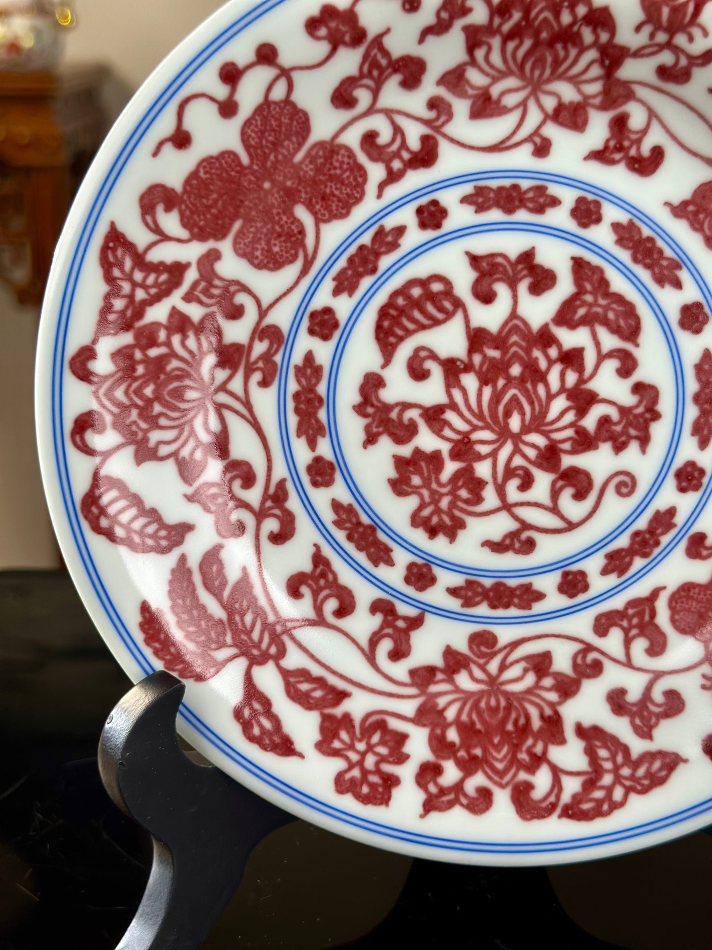 Hand Painted Chinese Lotus Underglaze Red Youlihong Jingdezhen Gaiwan Tea Boat Tea Tray Tea Set Master Ceramic