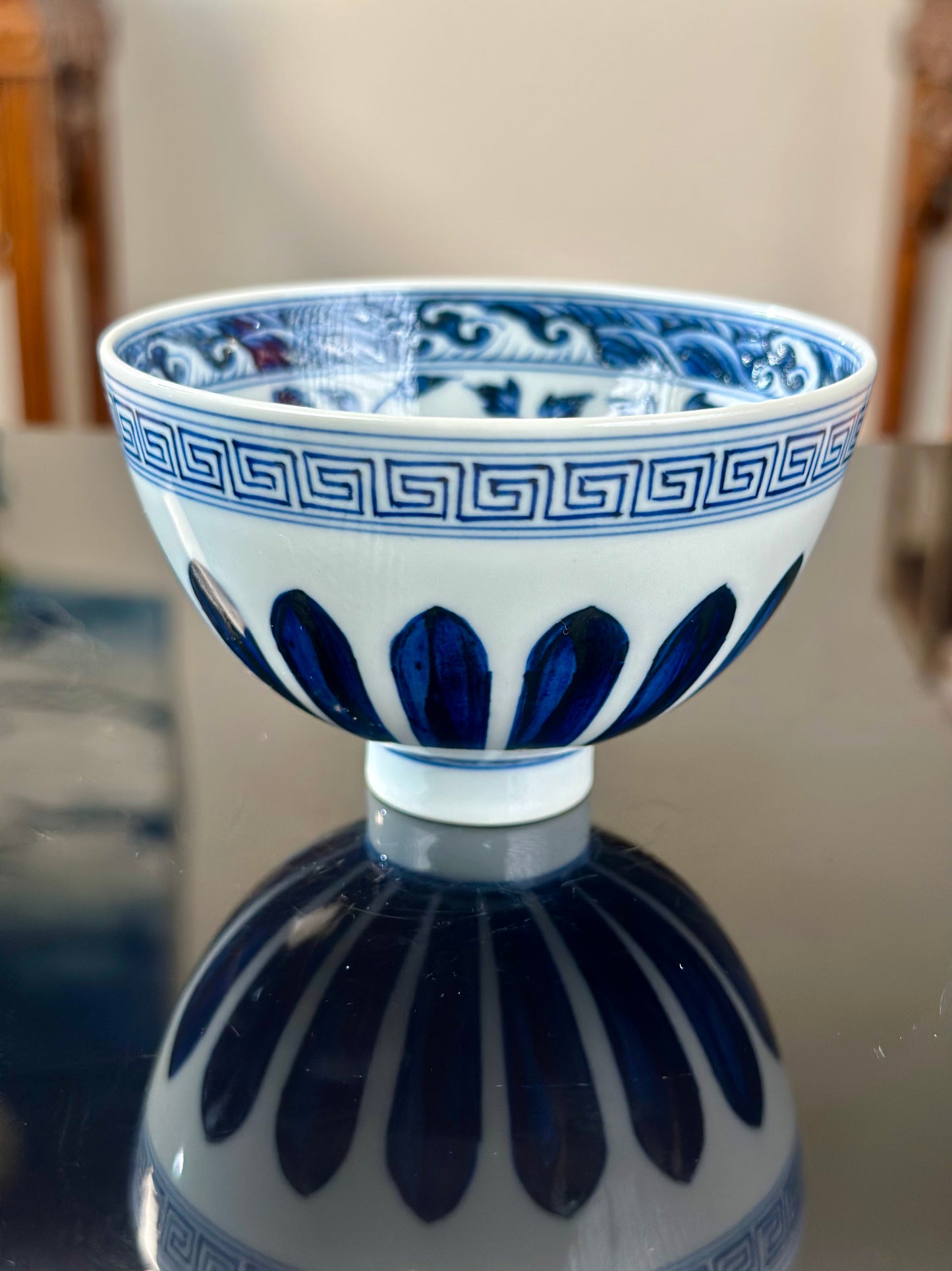 Handpainted Chinese Traditional Chrysanthemun  Flower Pattern Blue and White Porcelain Jingdezhen Jixin Teacup