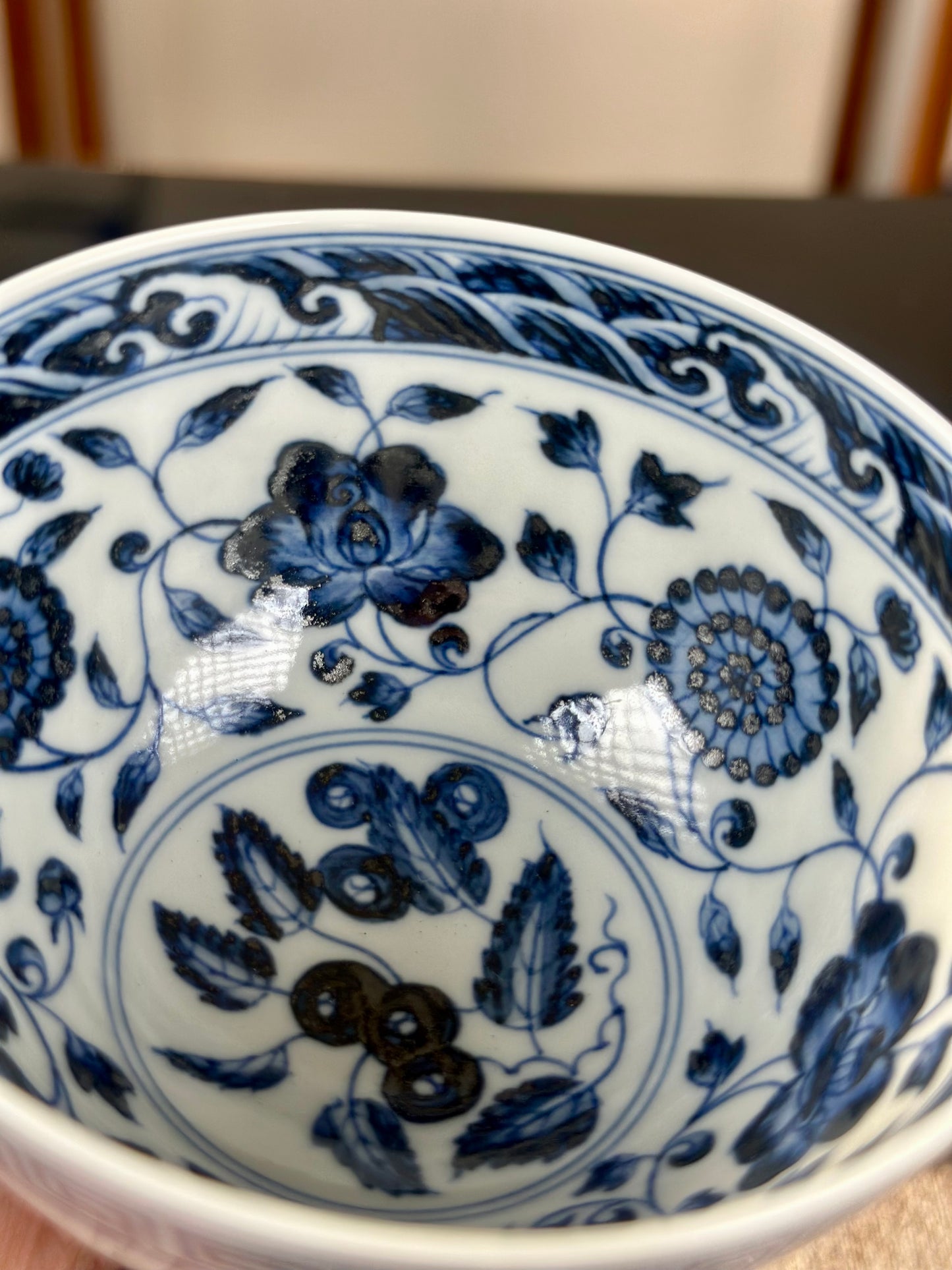 Handpainted Chinese Traditional Chrysanthemun  Flower Pattern Blue and White Porcelain Jingdezhen Jixin Teacup