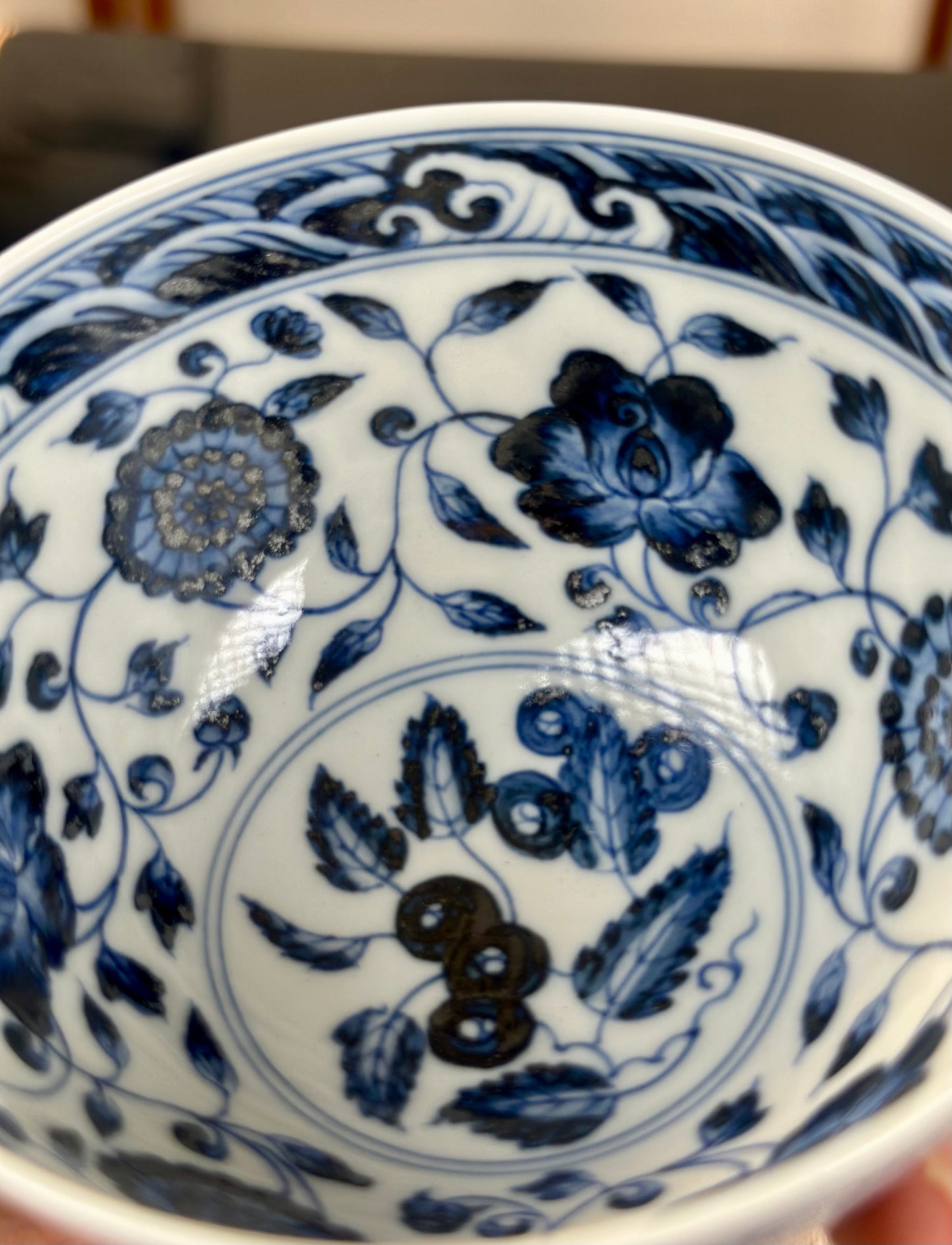 Handpainted Chinese Traditional Chrysanthemun  Flower Pattern Blue and White Porcelain Jingdezhen Jixin Teacup