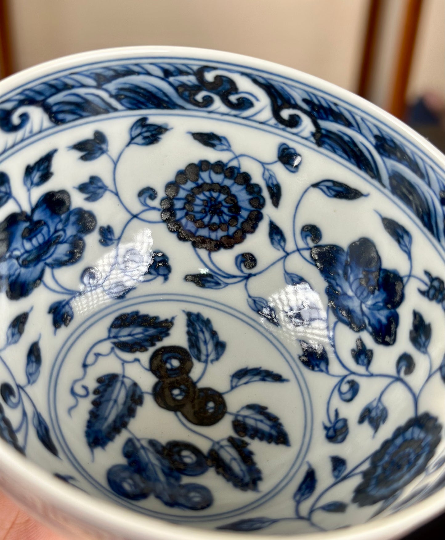 Handpainted Chinese Traditional Chrysanthemun  Flower Pattern Blue and White Porcelain Jingdezhen Jixin Teacup